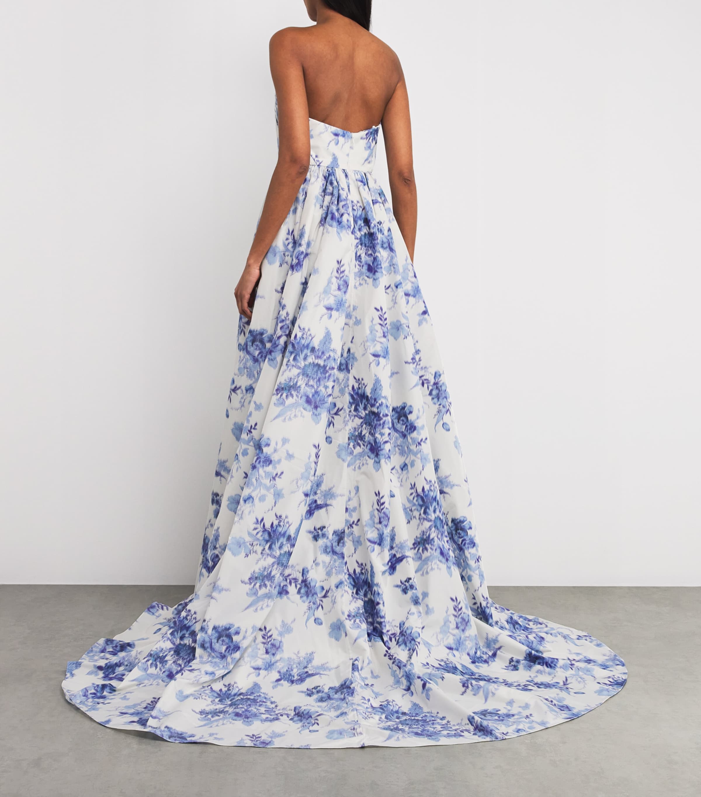 Strapless Gathered-Bodice Gown 146 IVORY/BLUE Image 3