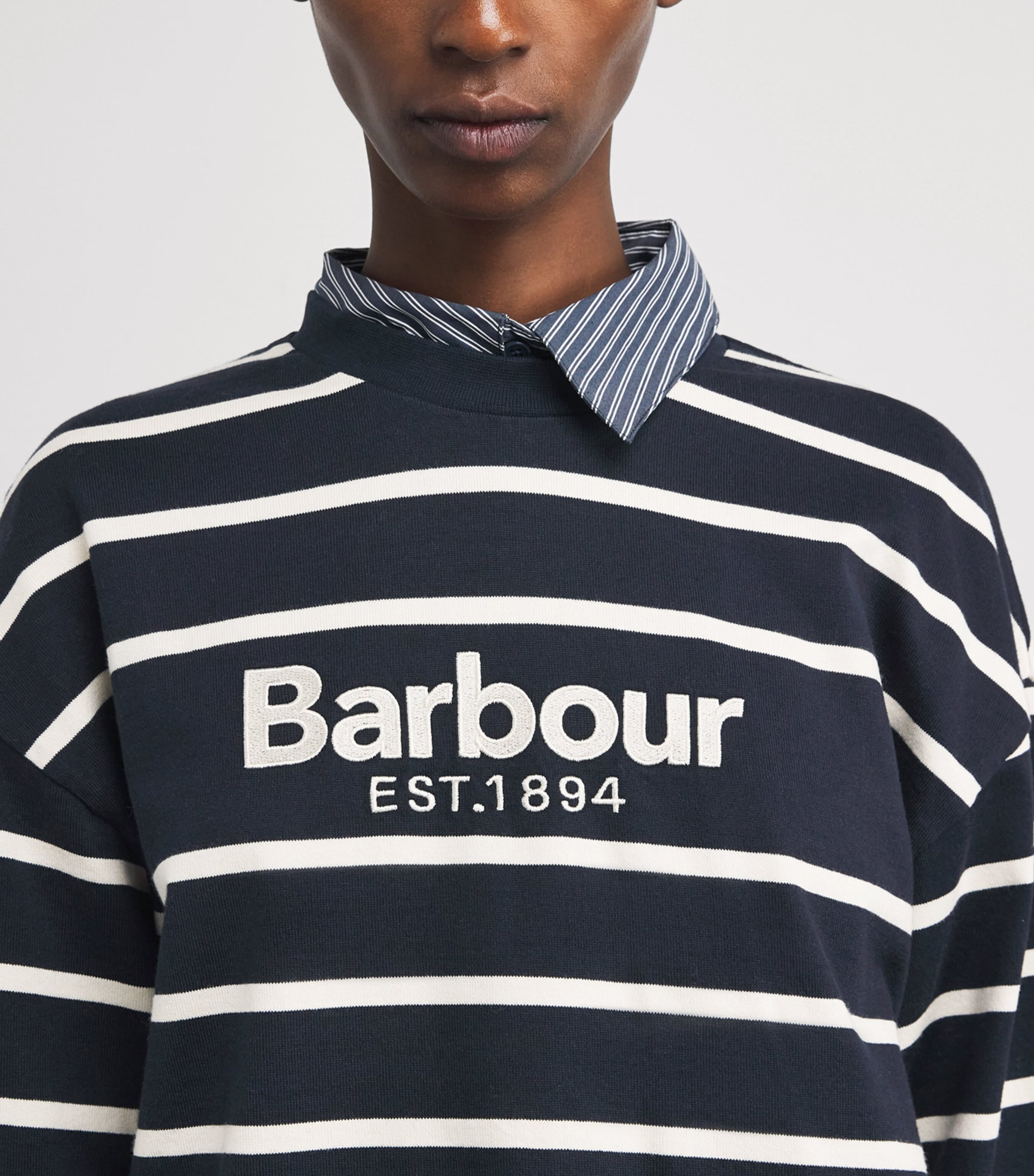 Cotton Logo Sweatshirt DARK NAVY/ECRU STRPE Image 6