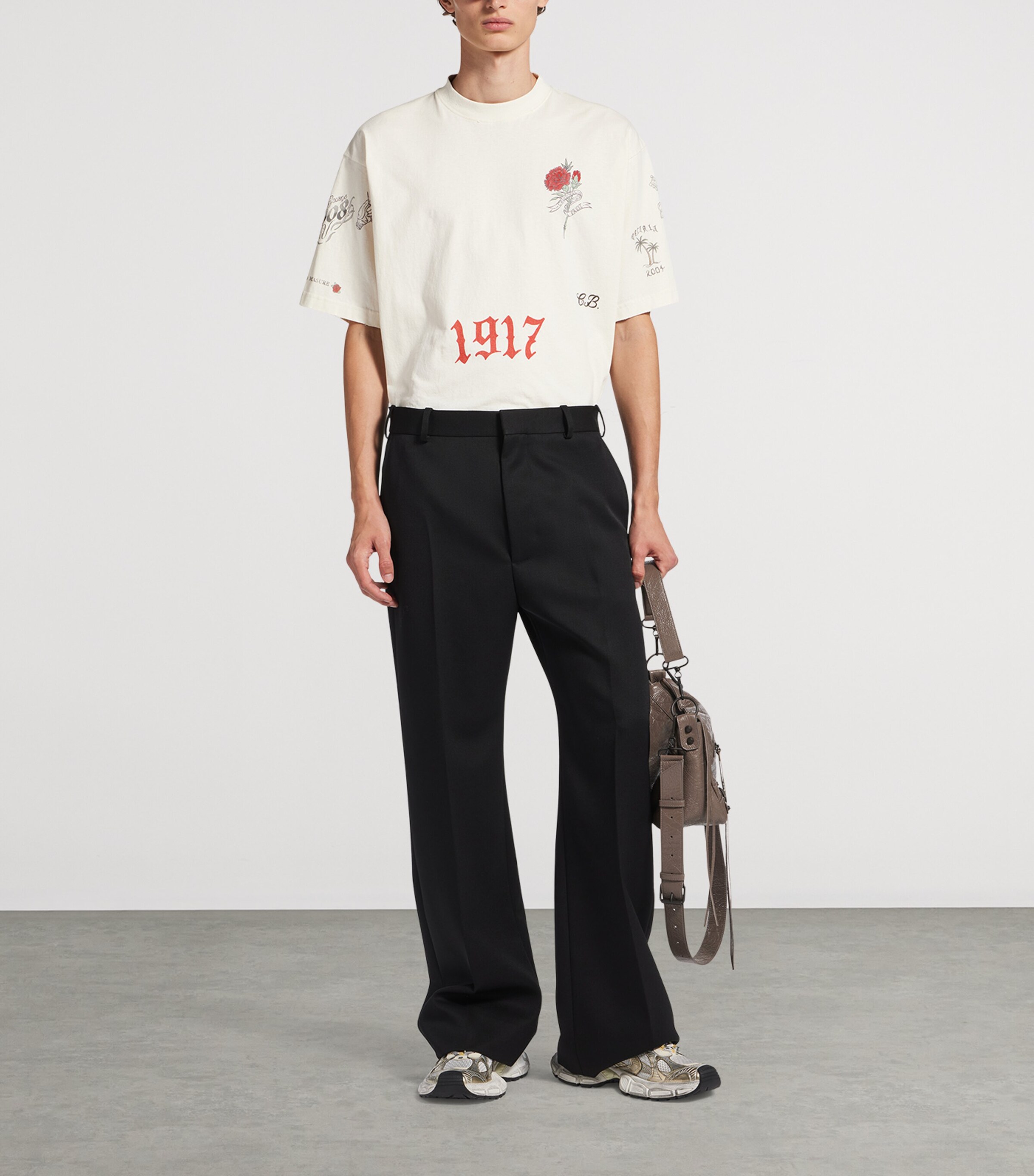 Balenciaga Mens Cotton Tattoo T-Shirt Image 2