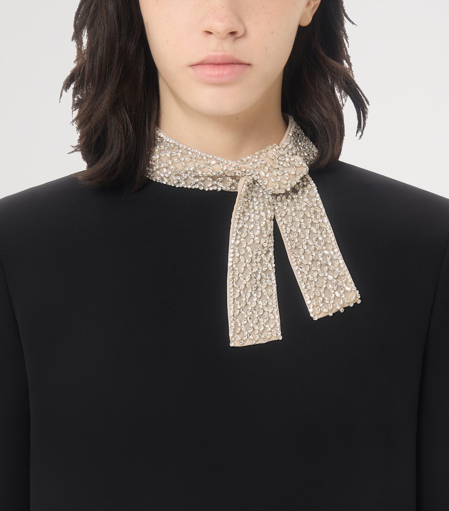 Valentino Womens Silk Embellished-Collar Midi Dress Nud Image 6