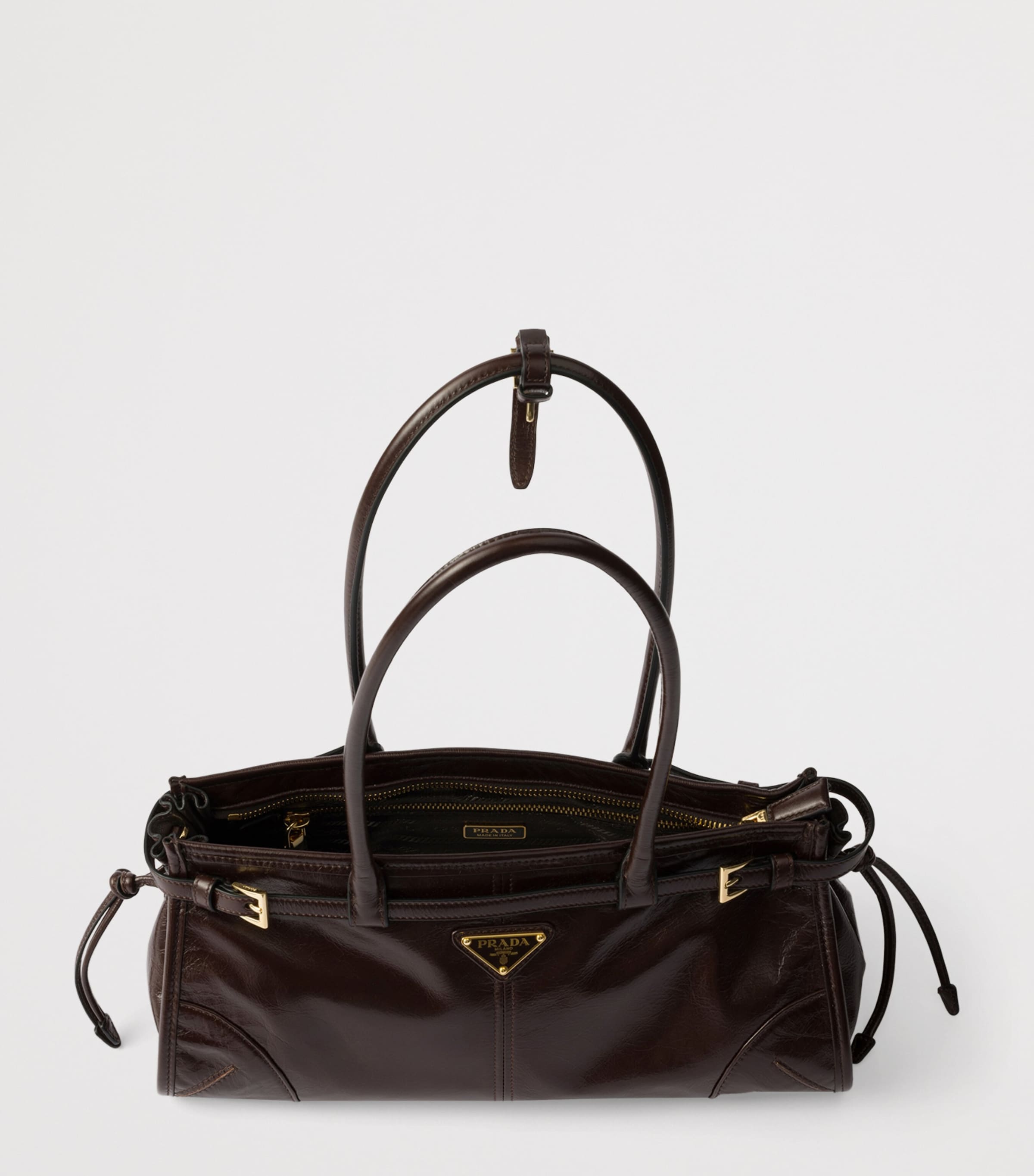 Prada Medium Leather Bonnie Shoulder Bag Brown Image 6