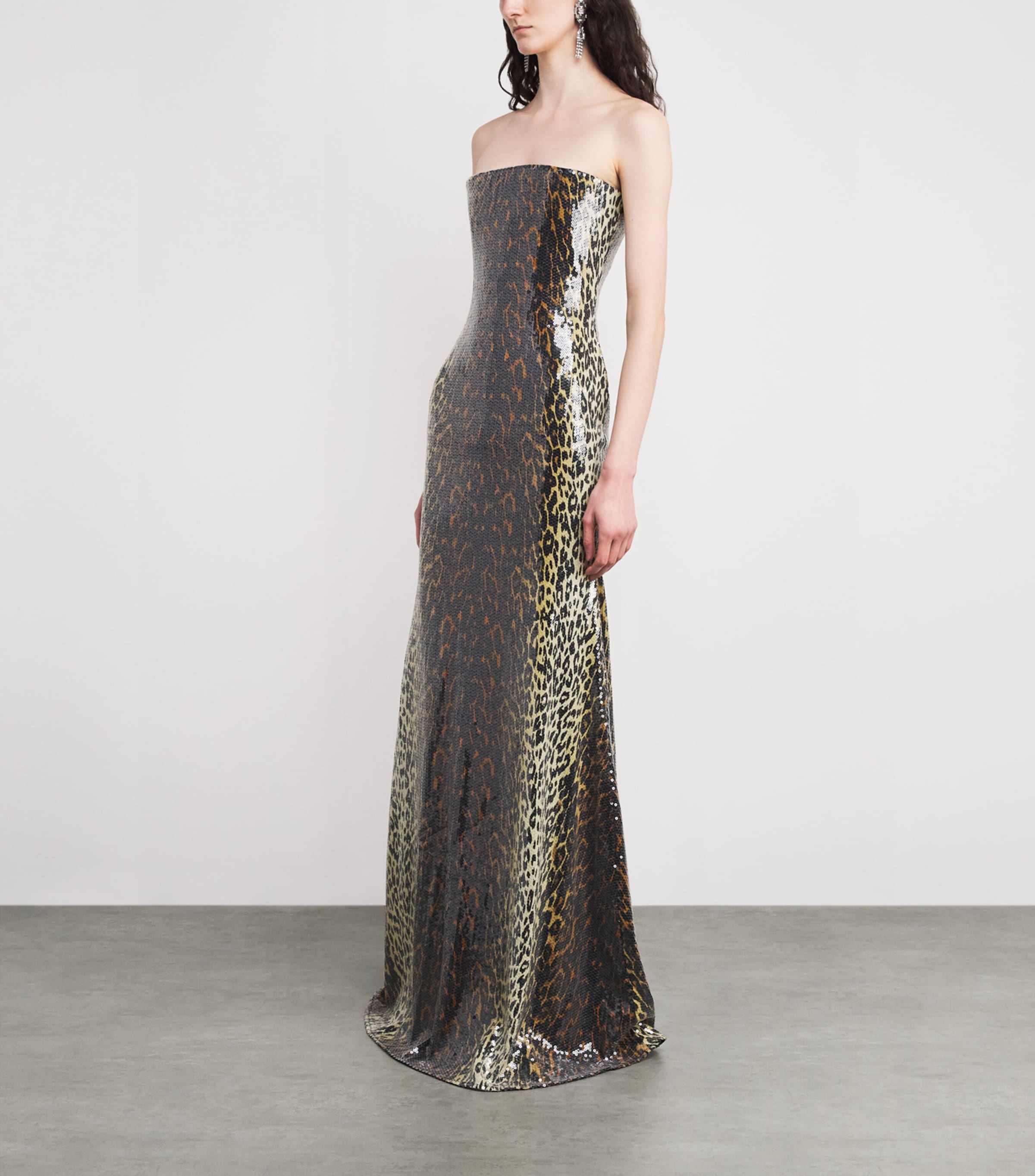 Sequinned Leopard Print Gown LEOPARD PRINT Image 2