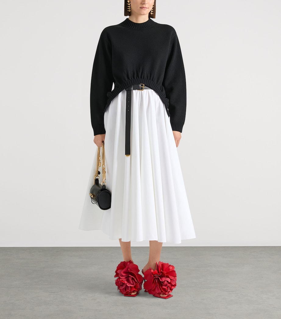 Givenchy Womens Wool-Linen Ruched-Hem Sweater Black Image 2