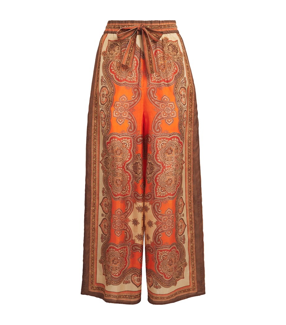 Zimmermann Womens Silk Mahon Wide-Leg Trousers Tangerine Paisley Image 1