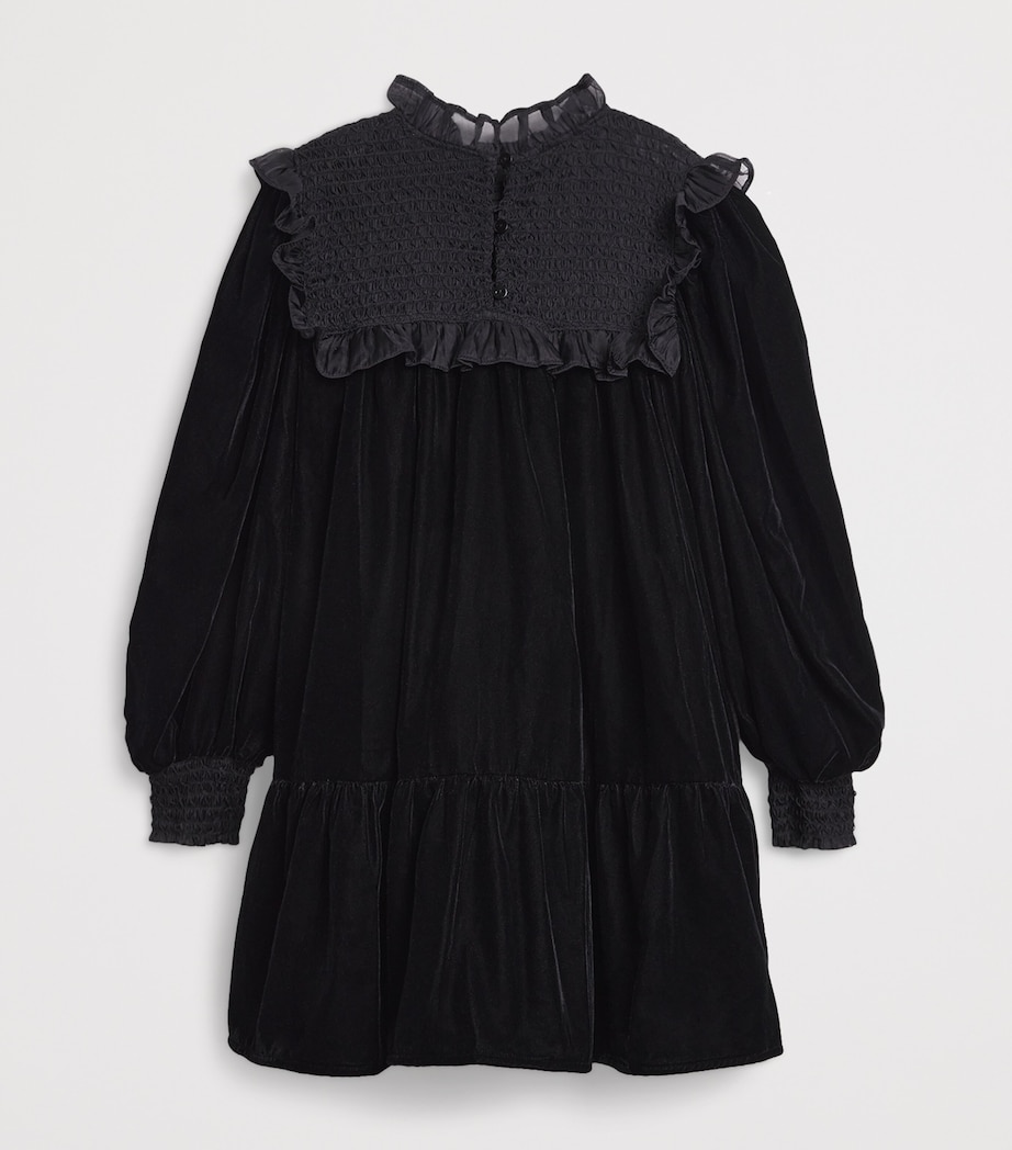 Shirred Organza Velvet Dress (4-16 Years) BLACK Image 2