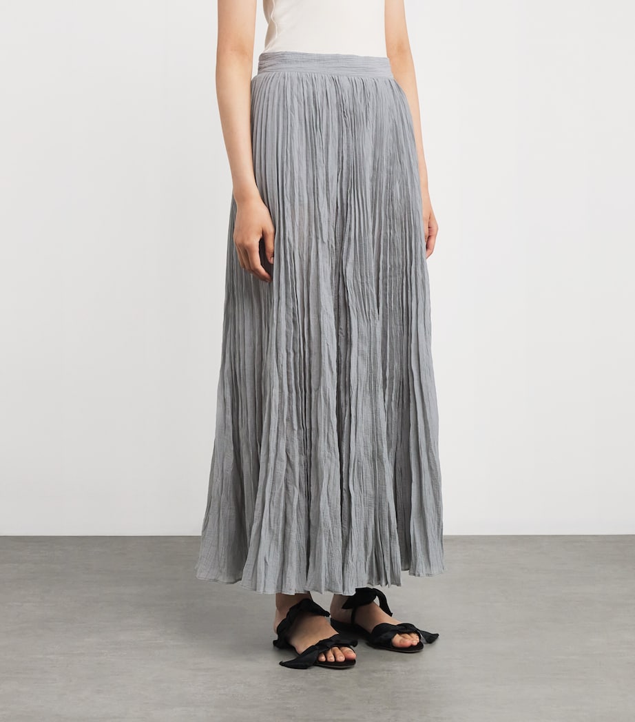 Organic Cotton-Blend Pleated Midi Skirt 023 PALE GREY Image 3