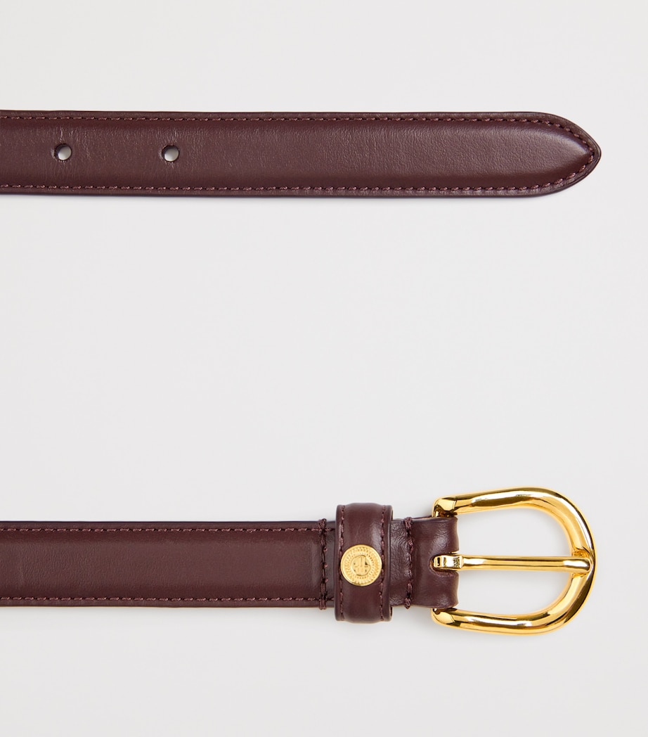Harrods Leather Slim Belt Burgundy Image 4