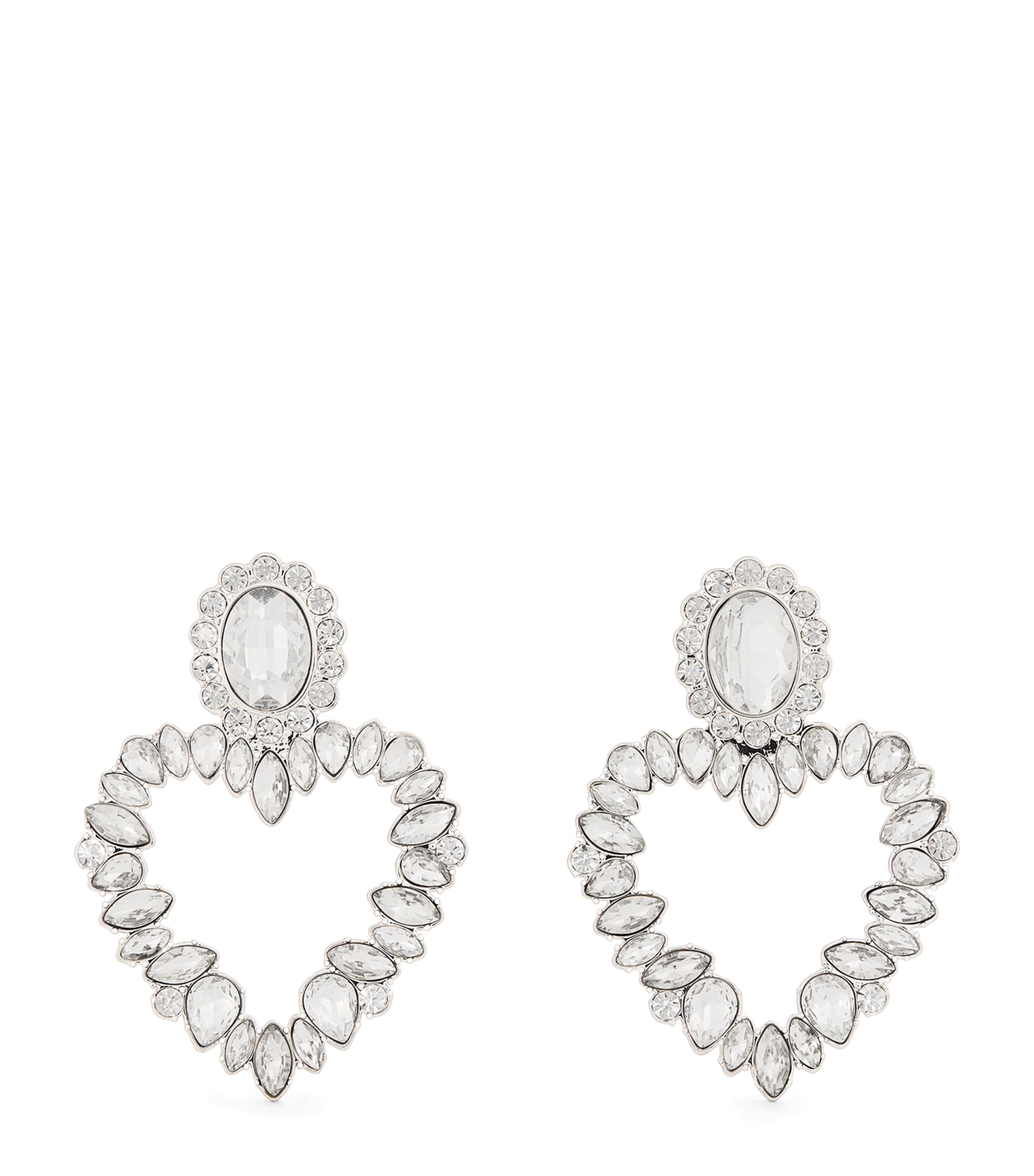 SELF-PORTRAIT CRYSTAL HEART DROP EARRINGS