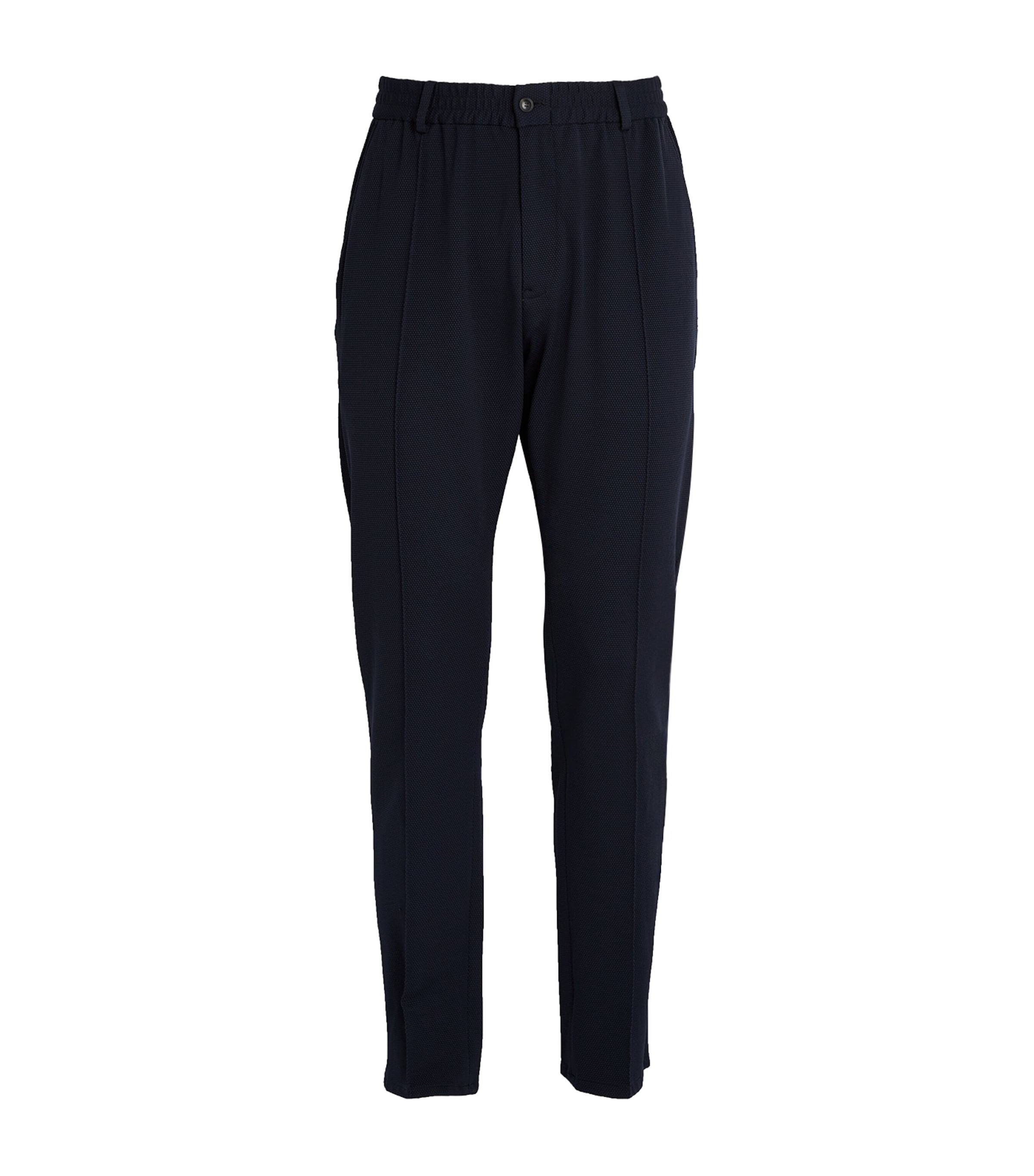 Emporio Armani Technical Seersucker Pants In Blue
