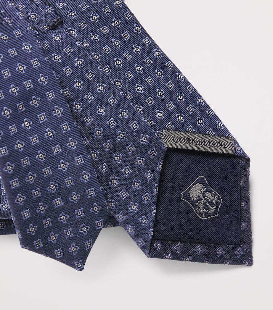 Silk Micro Madras Pattern Tie 005 BLUE Image 3