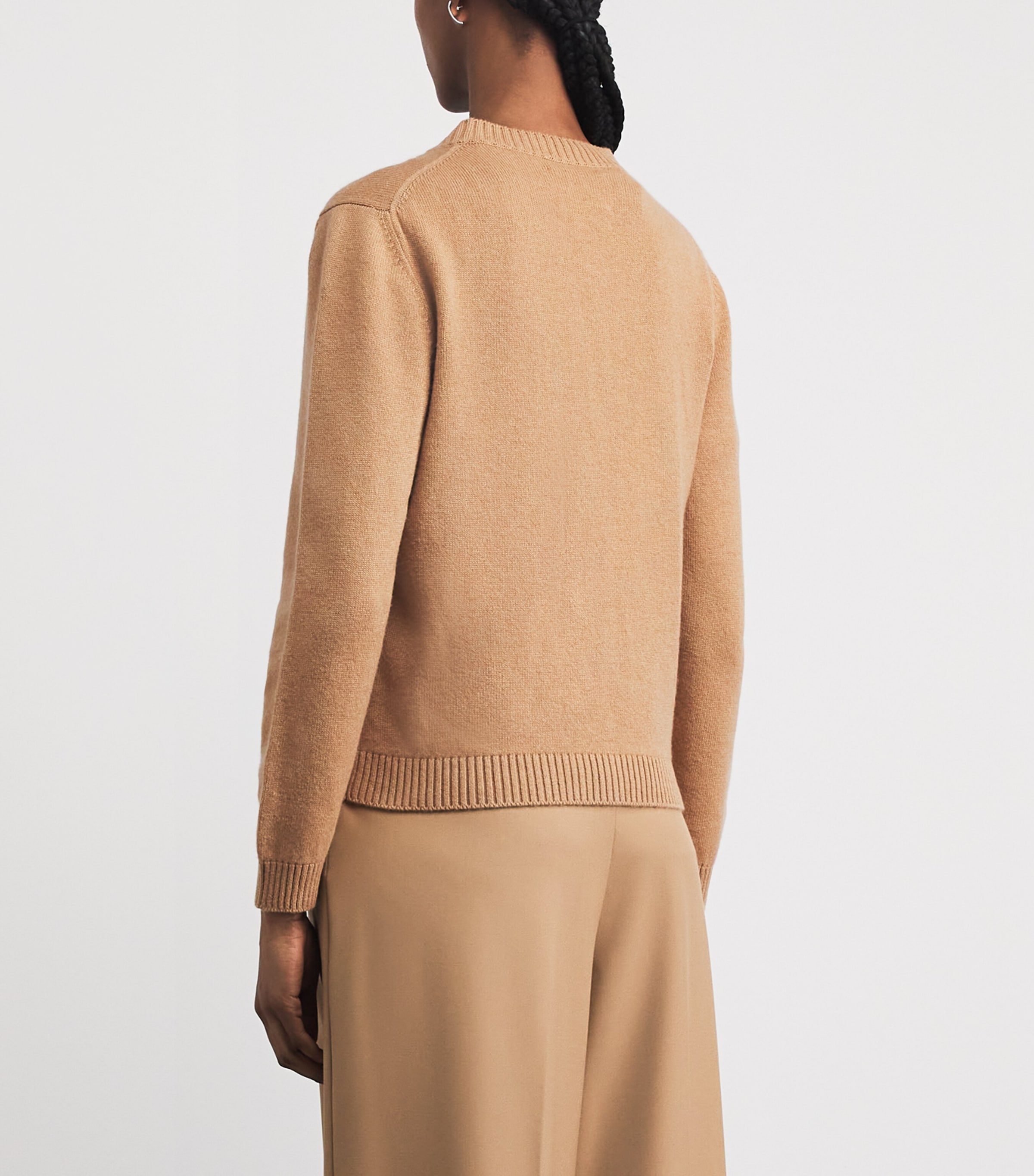 Harrods Womens Cashmere-Cotton Cardigan Brown Suagr Image 6