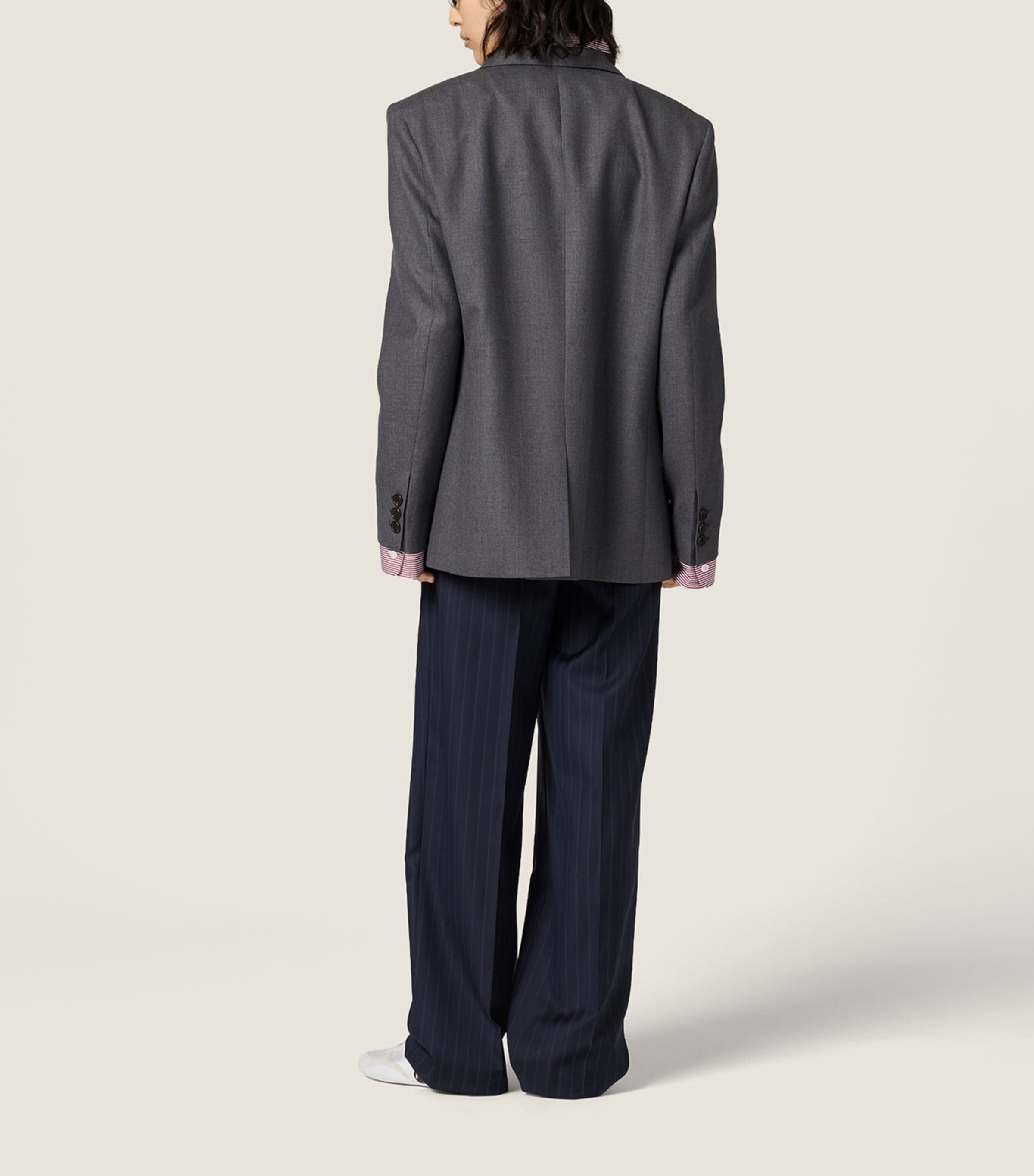 Miu Miu Womens Wool Shirt Sleeve-Detail Blazer Image 3