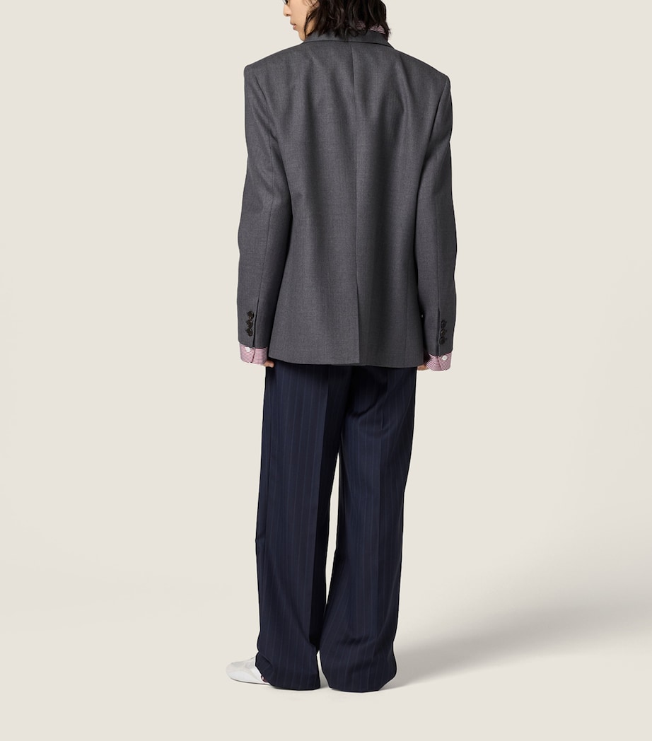 Miu Miu Womens Wool Shirt Sleeve-Detail Blazer Image 3