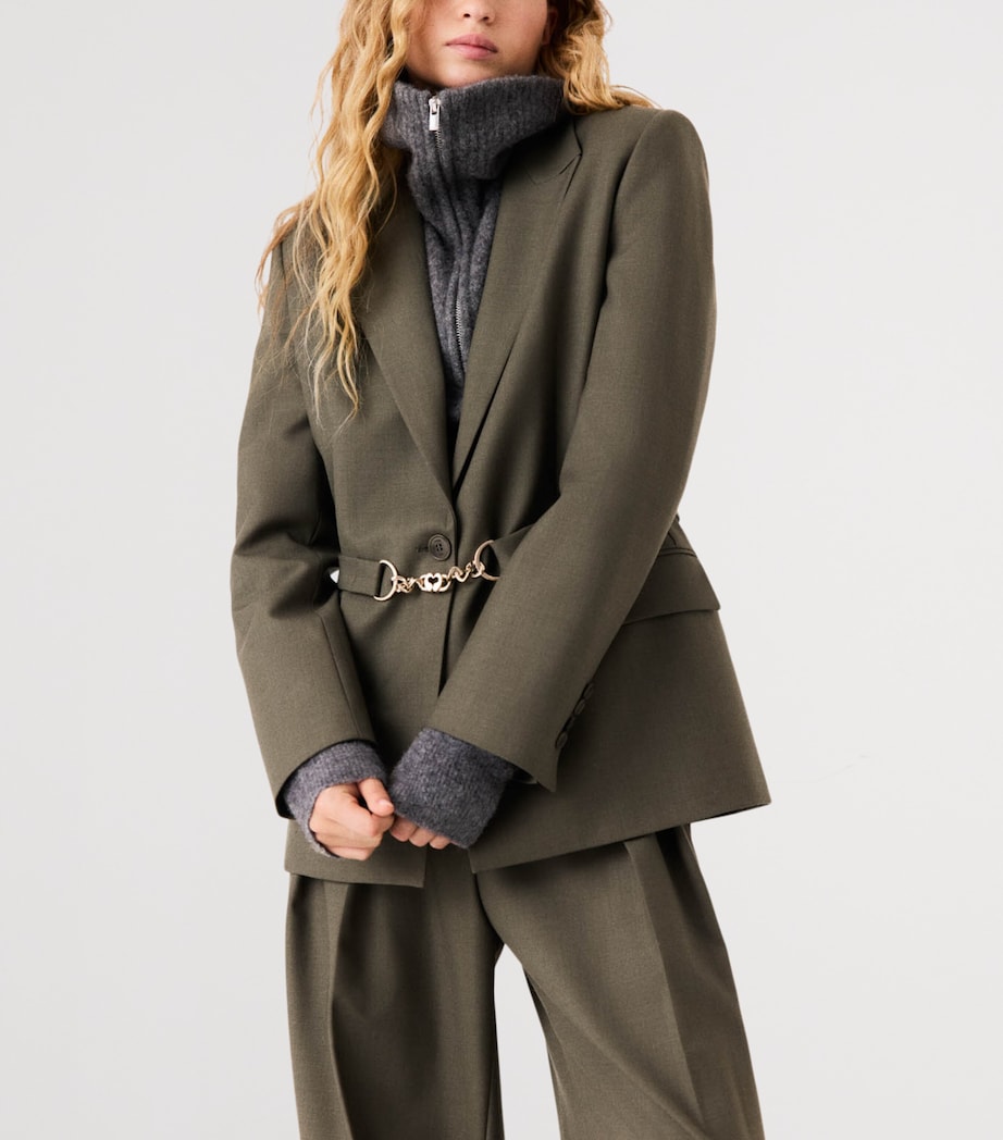 Maje Womens Wool-Blend Blazer Khaki Image 8