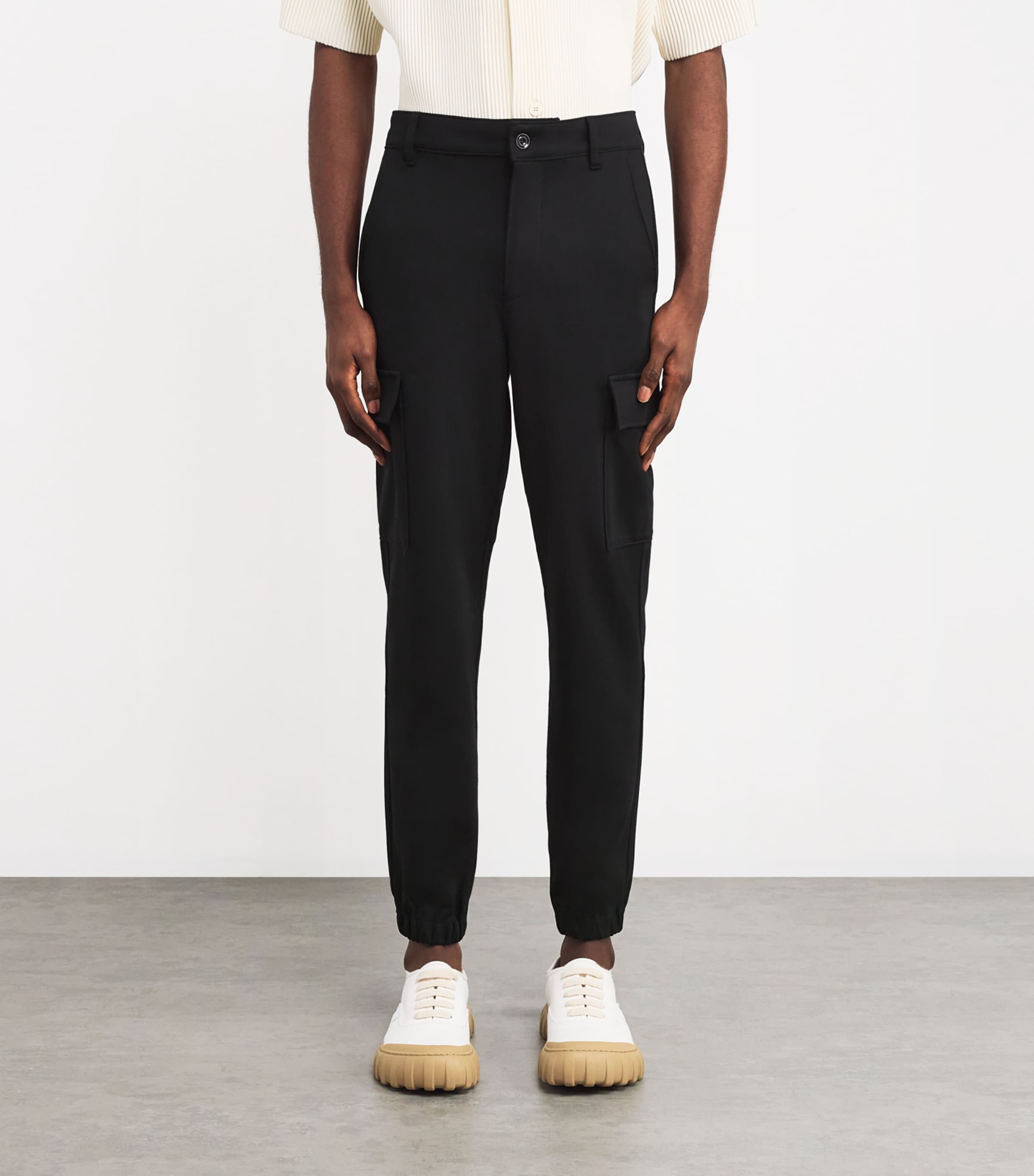 Double Knit Cargo Chinos BLACK Image 3