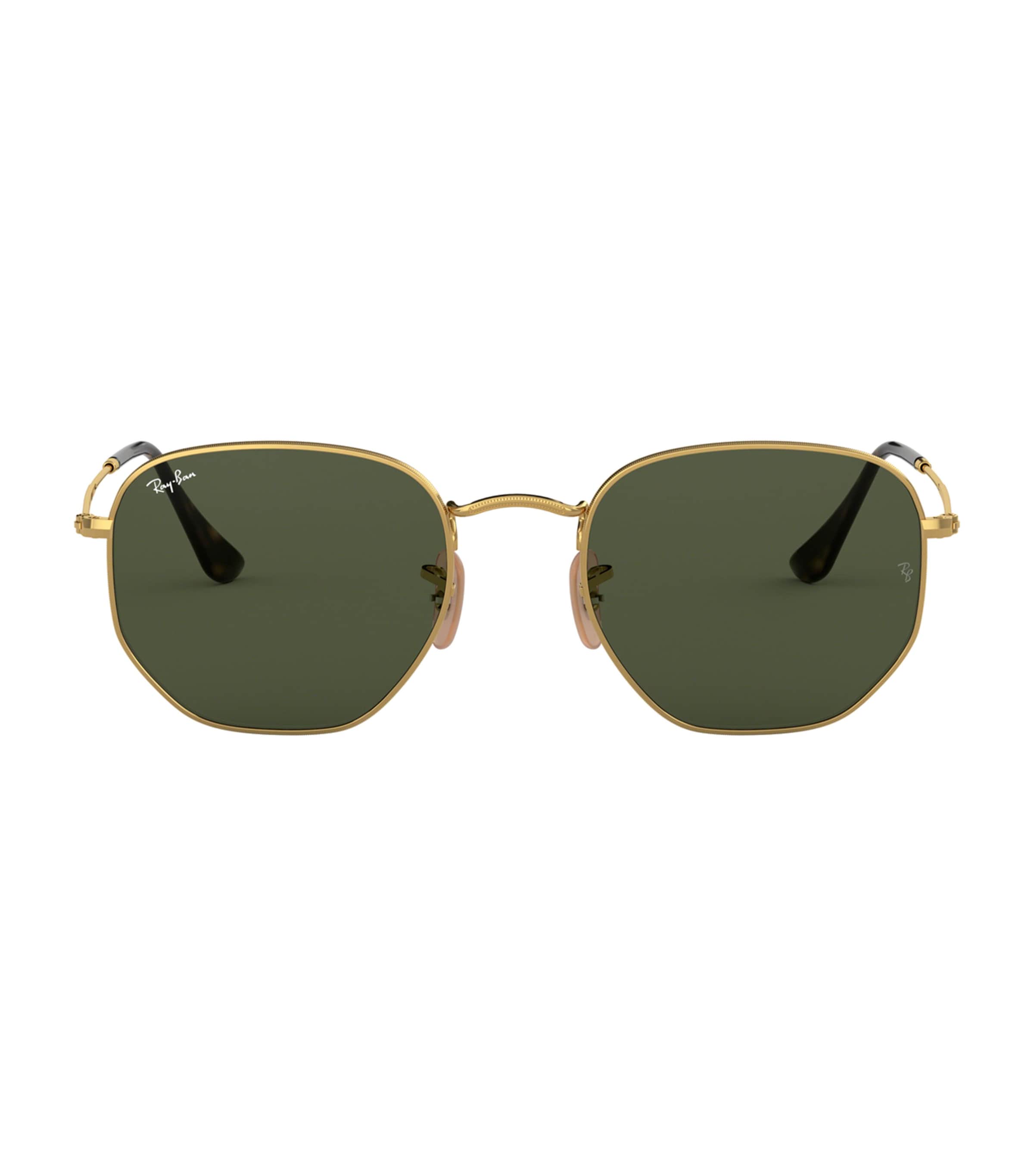 Ray Ban Ray-ban Ray-ban Polarized Hexagonal Rb3548n-001-5851-21 Gold Geometric Sunglasses In Green