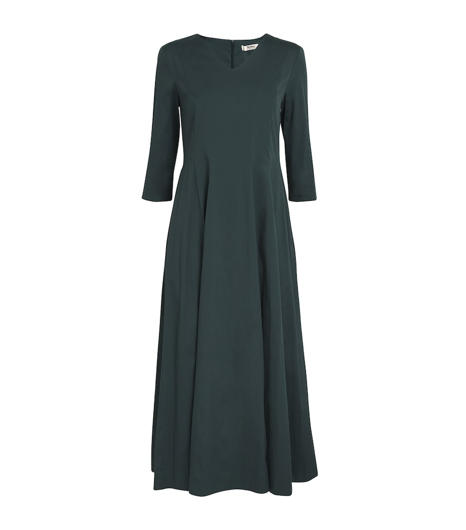 Max Mara Green Cotton-Blend V-Neck Midi Dress | Harrods US Max Mara Green Cotton-Blend V-Neck Midi Dress | Harrods US