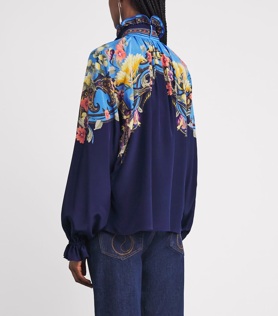 Etro Womens Silk Floral Blouse Print/blue Bs Image 5