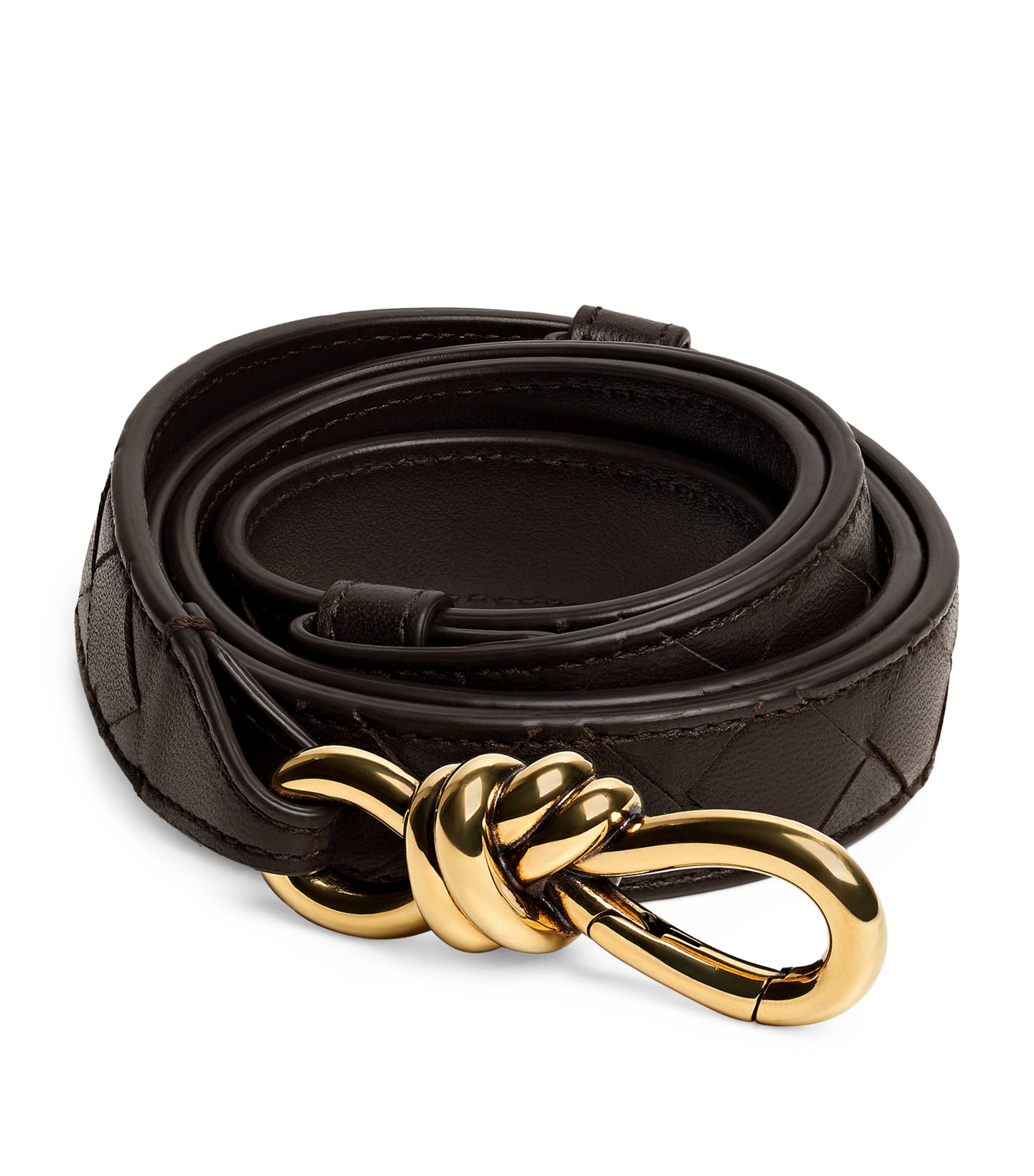 Bottega Veneta Leather Intrecciato Andiamo Belt Image 1