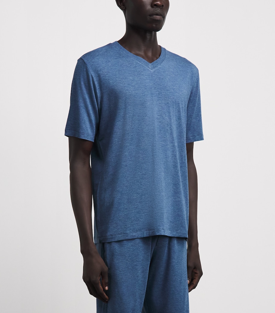 Hanro Mens Casuals V-Neck Pyjama Top Tanzanite Image 4