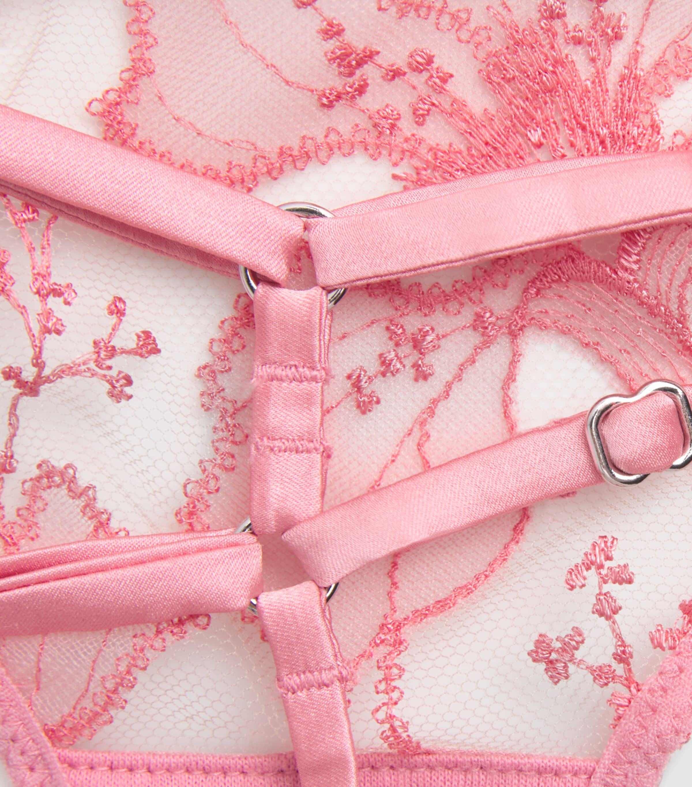 Fleur Du Mal Womens Embroidered Harper G-String Briefs Pink Cadil Image 3