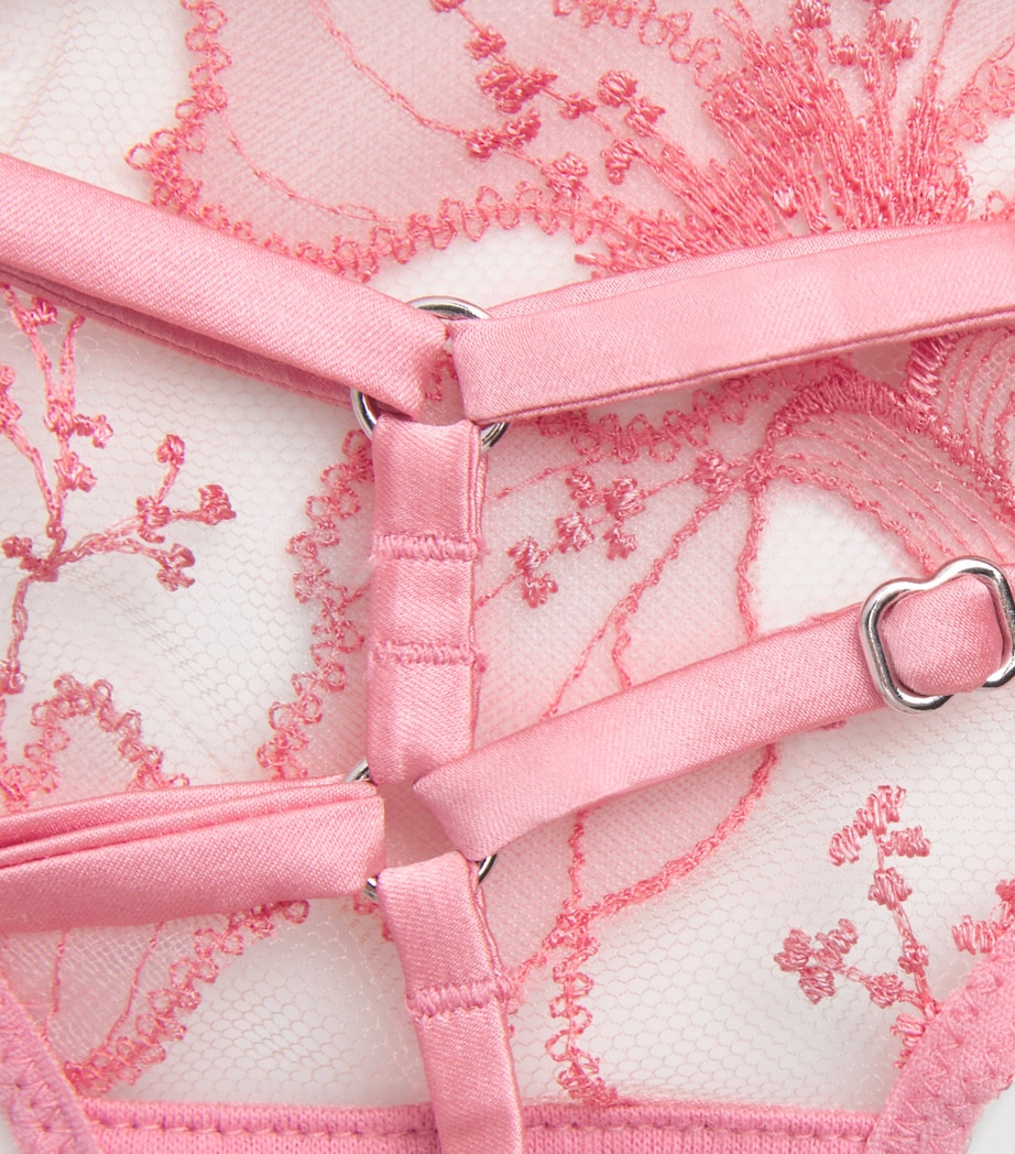 Fleur Du Mal Womens Embroidered Harper G-String Briefs Pink Cadil Image 3