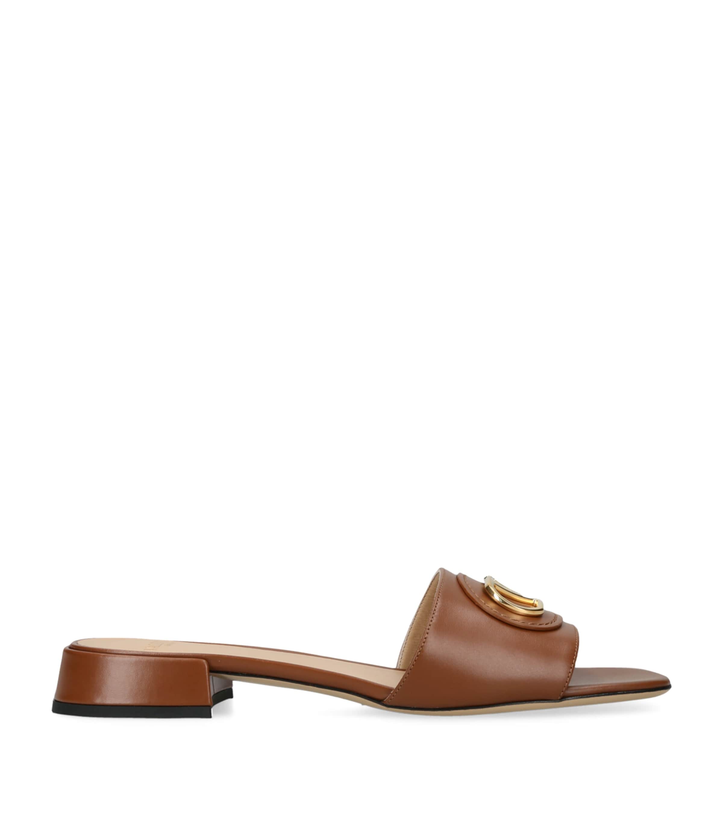 Valentino Vlogo Signature Leather Sandal In Brown