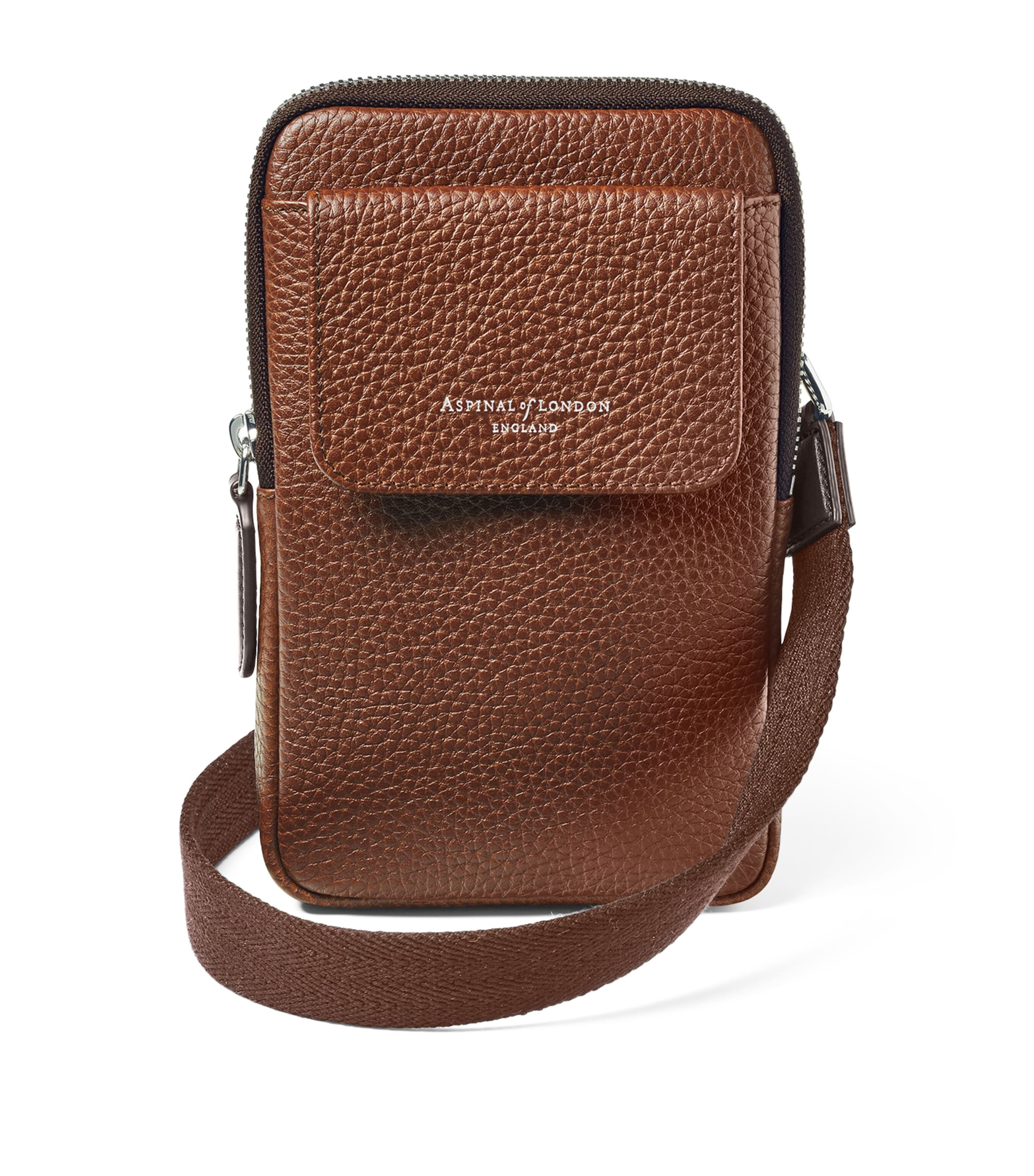 Leather Cross-Body Phone Pouch TOBACCO Image 3