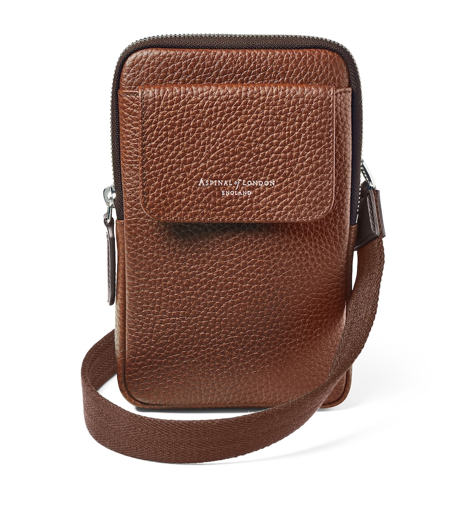Leather Cross-Body Phone Pouch TOBACCO Image 3