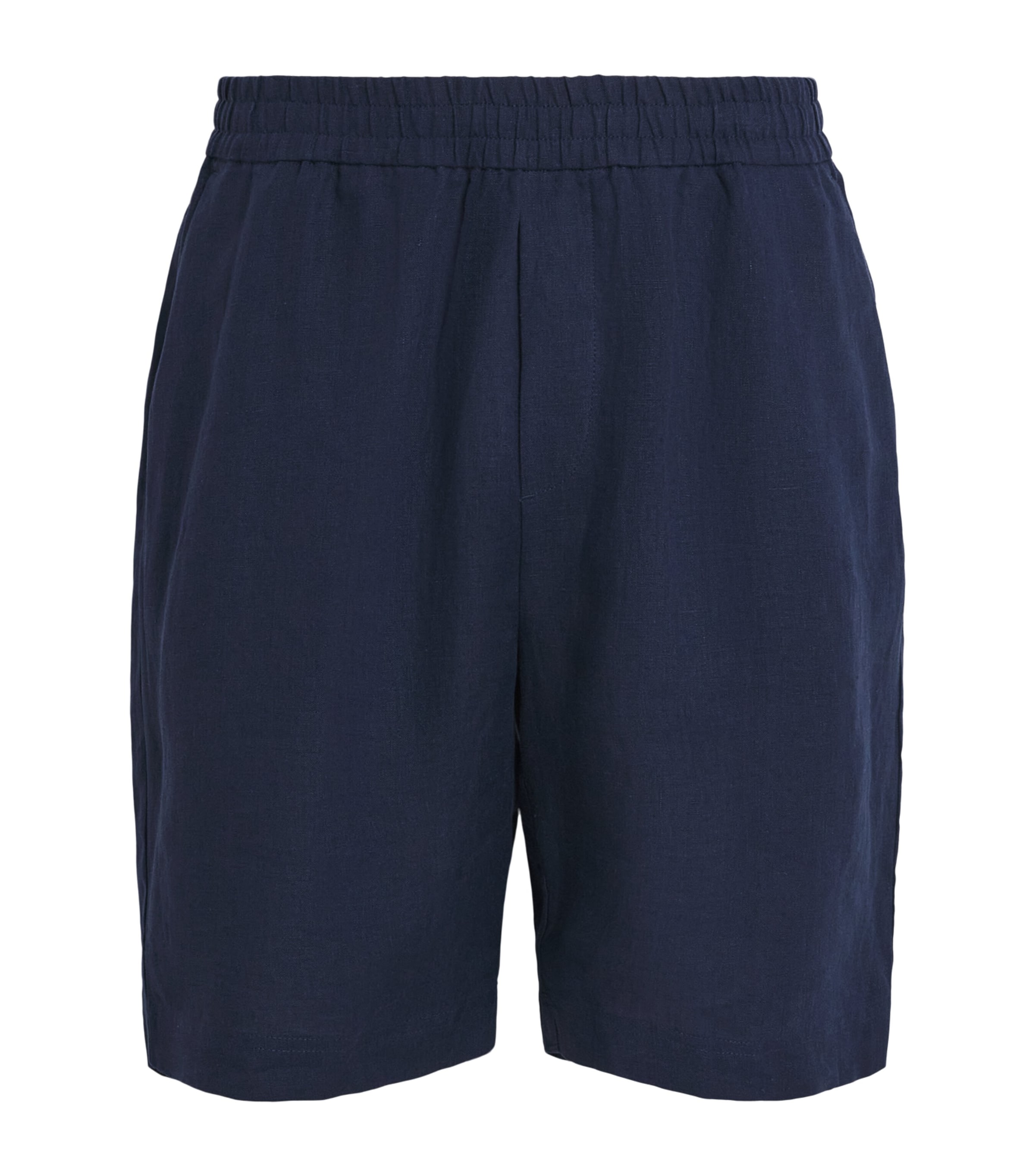 Sunspel Mens Linen Drawstring Shorts Buaf Light Navy Image 1