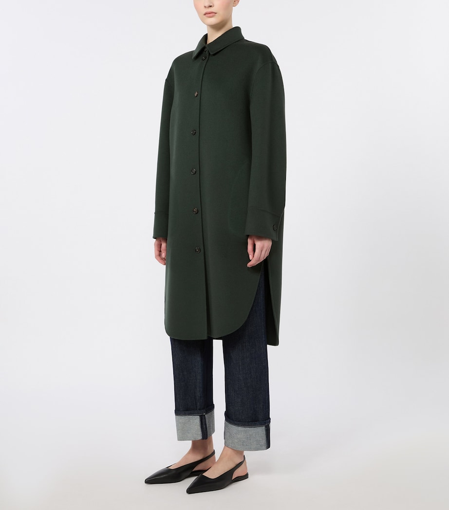 Max Mara Womens Virgin Wool Single-Breasted Coat Dark Green Image 3