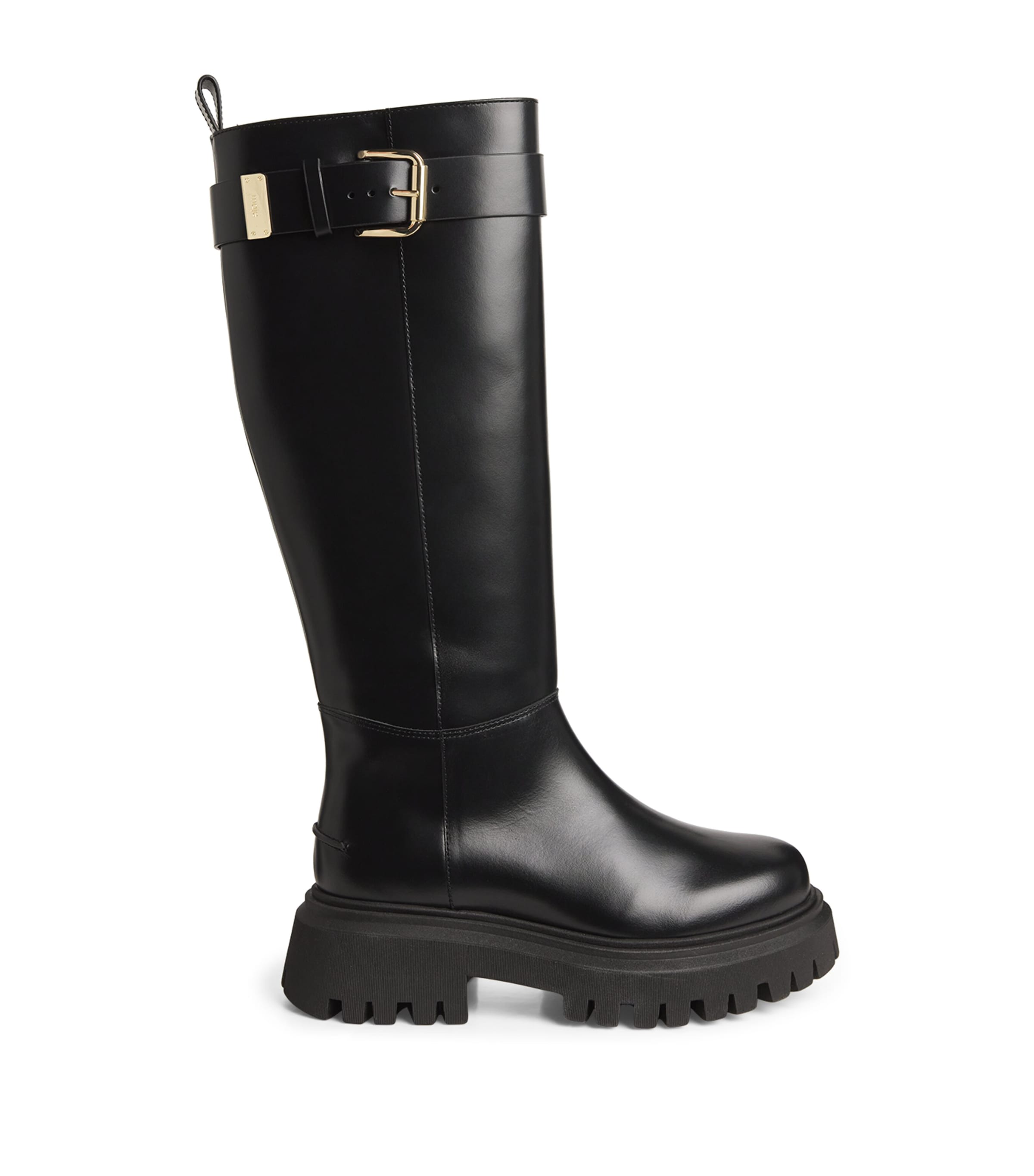 Maje Leather Buckled Boots In Black