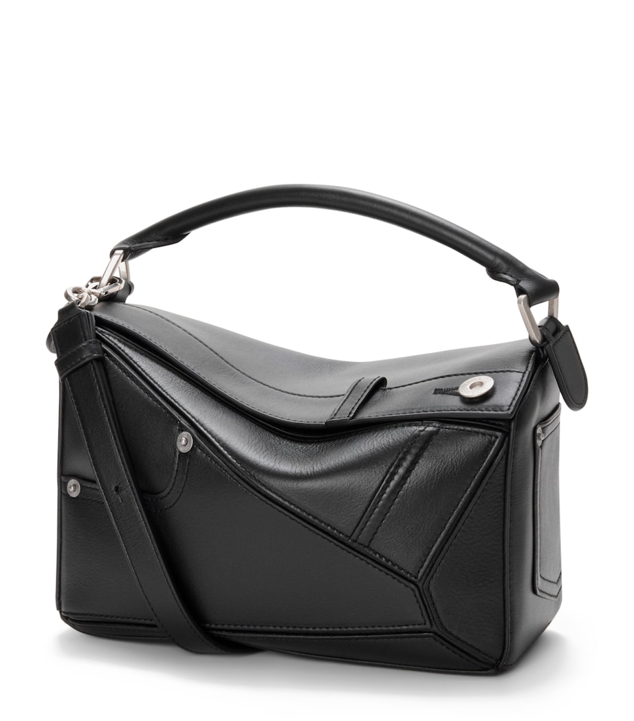 LOEWE Small Calfskin Puzzle Panta Top-Handle Bag Black Image 1
