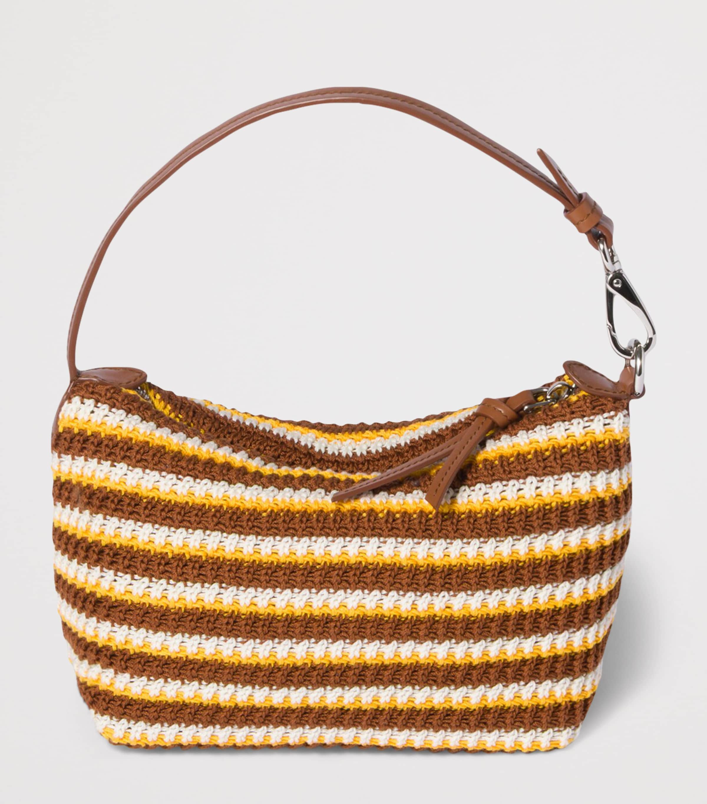 Miu Miu Crochet-Leather Logo Pouch Brown Image 3