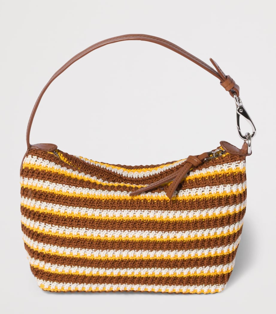 Miu Miu Crochet-Leather Logo Pouch Brown Image 3