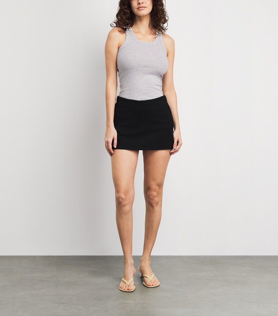 Skims Womens Cotton Ribbed Cropped Tank Top Light Heather Grey Image 2