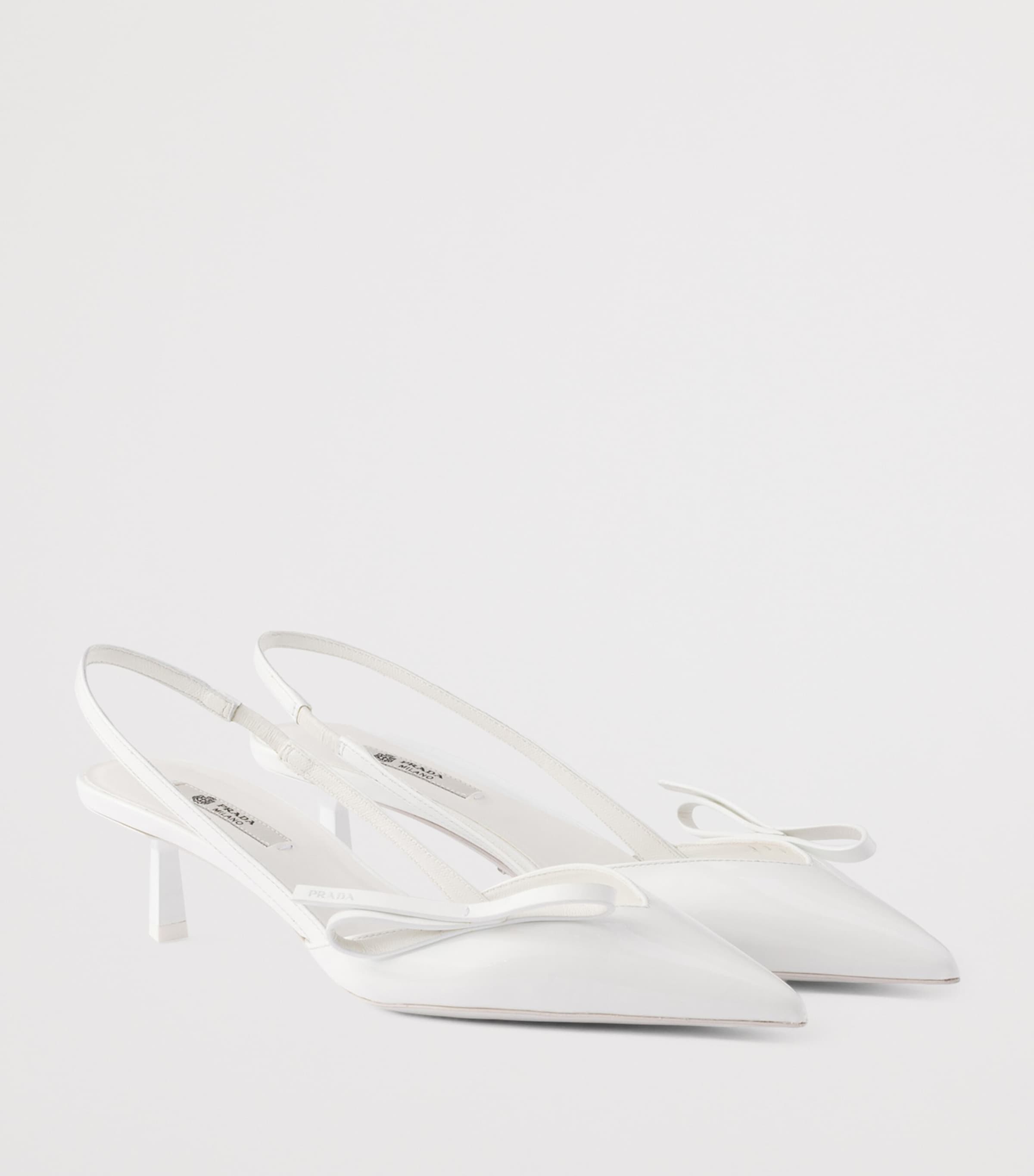 Prada Patent Leather Slingback Kitten Heels 45 White Image 2