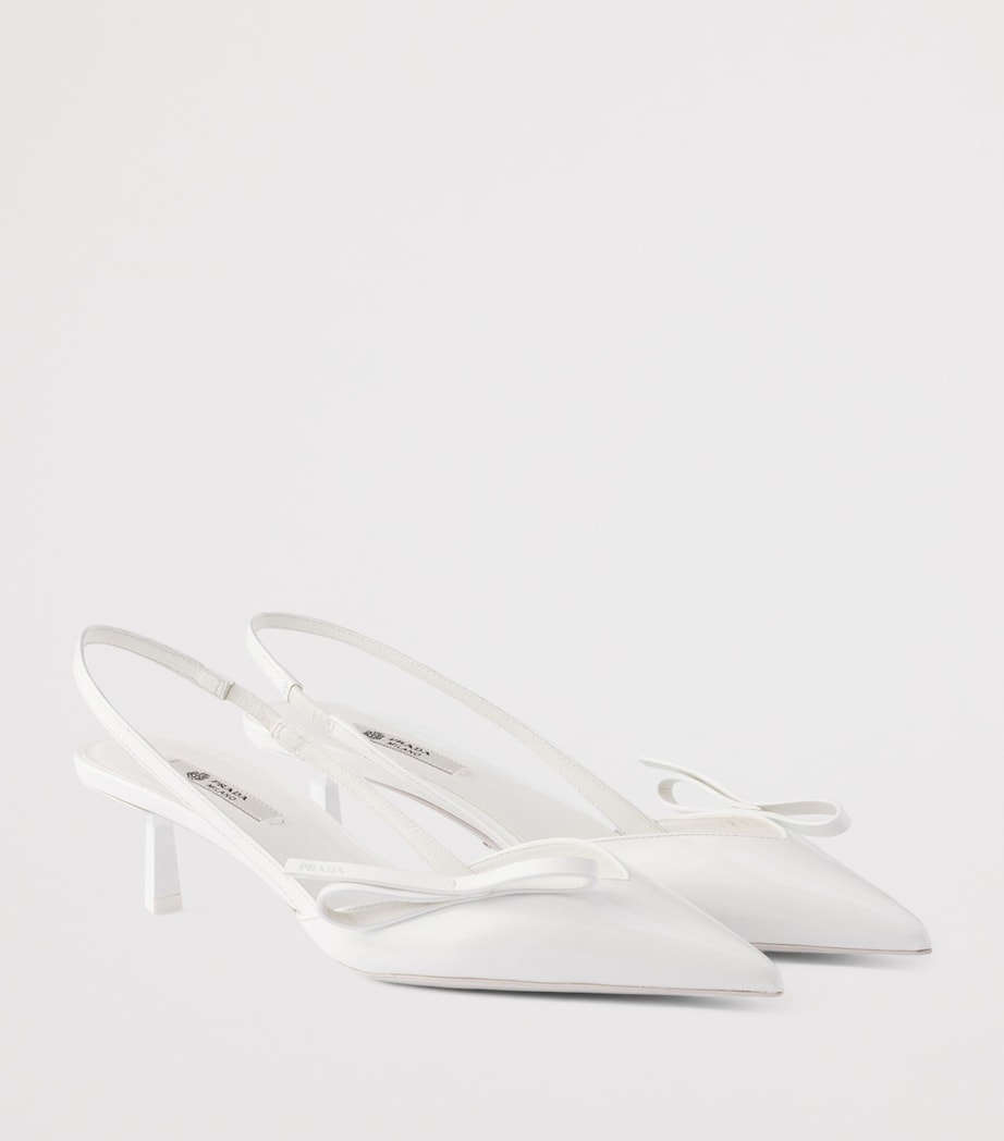 Prada Patent Leather Slingback Kitten Heels 45 White Image 2