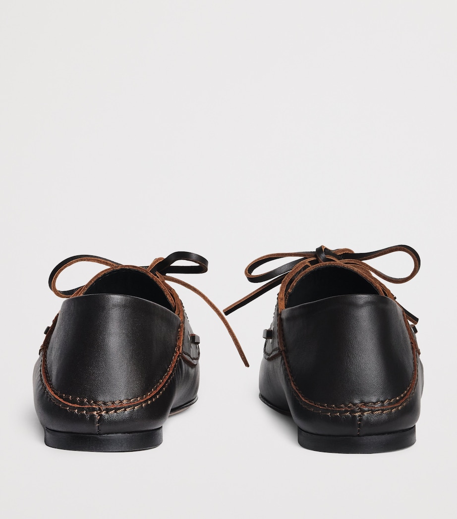 Leather Boat Shoes BROWN Image 3