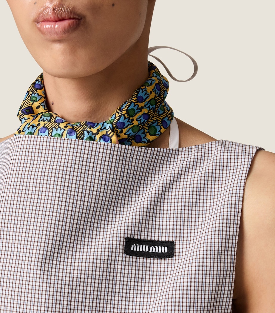 Miu Miu Womens Cotton Poplin Check Crop Top White Image 4