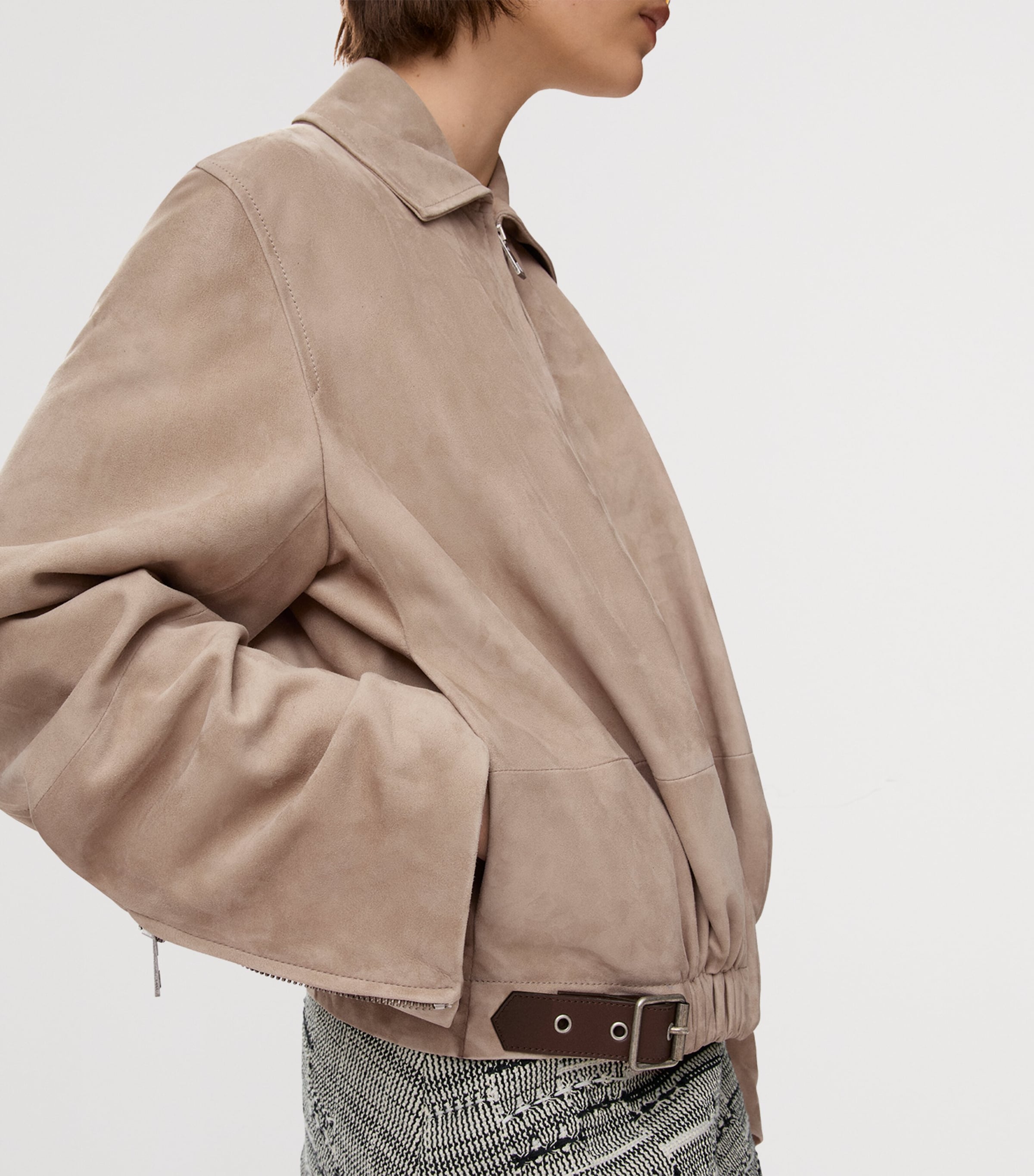 Suede Buckled Shirt Jacket DARK BEIGE Image 5
