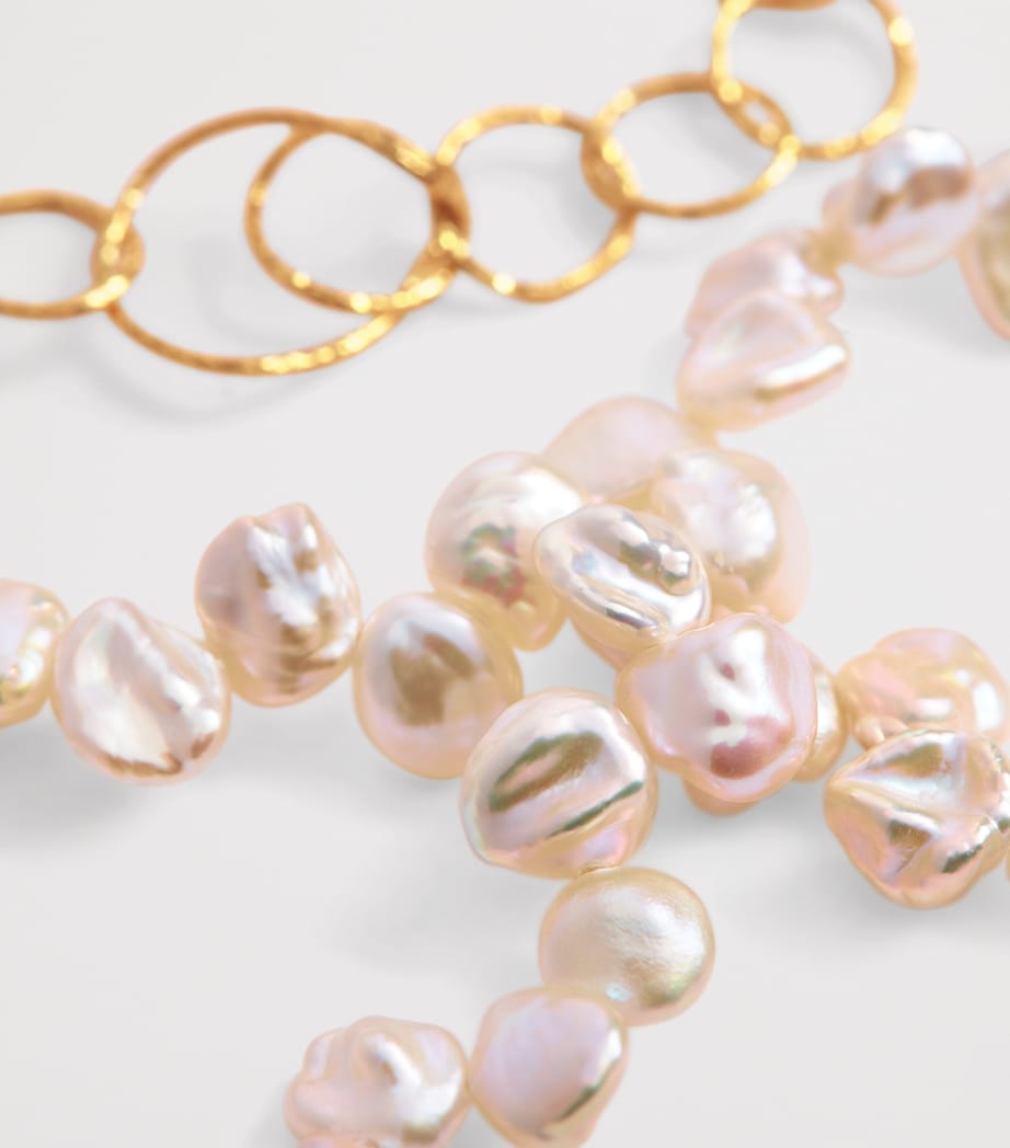 Gold-Plated and Freshwater Pearl Medea Necklace GOLD/PEARL Image 4