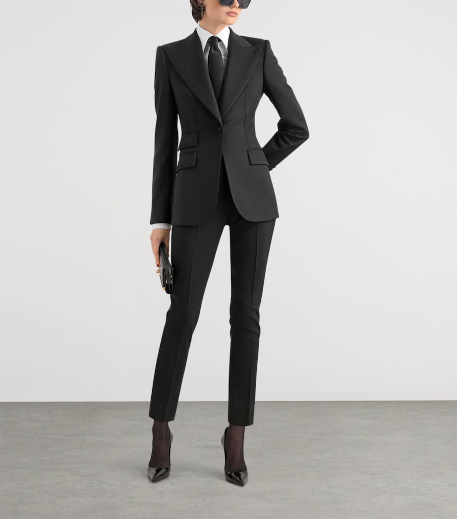 Dolce&Gabbana Womens Satin-Trim Trousers Black Image 2