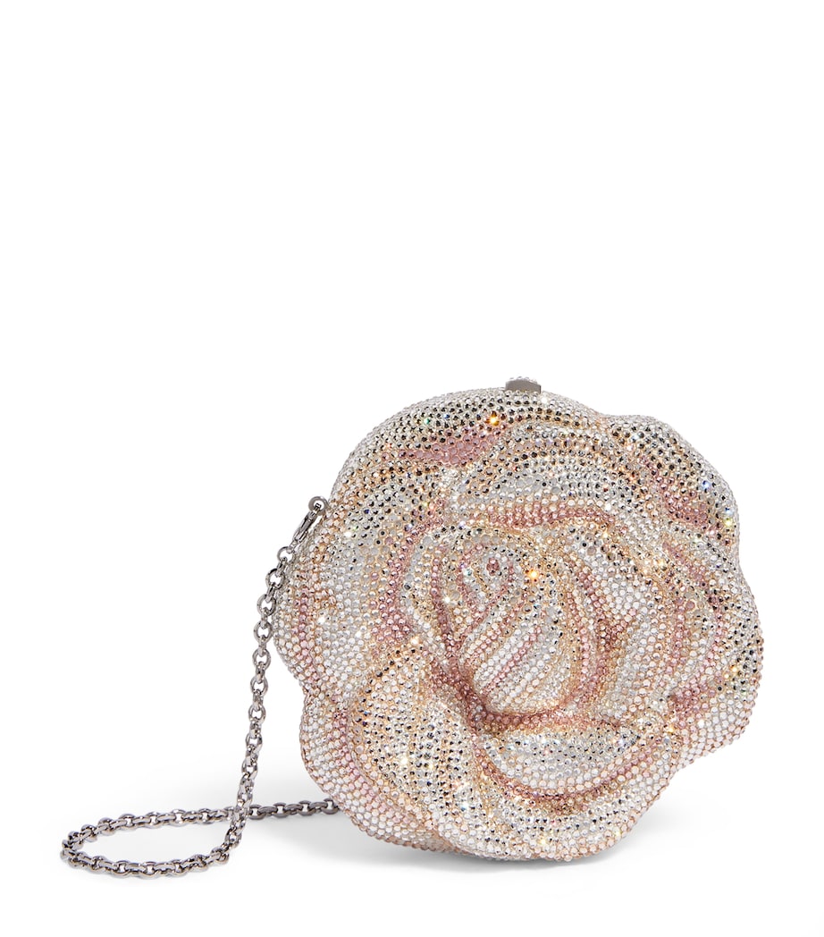 Judith Leiber Crystal-Embellished Rose Clutch Bag Sbhmt Silver Blush Image 1