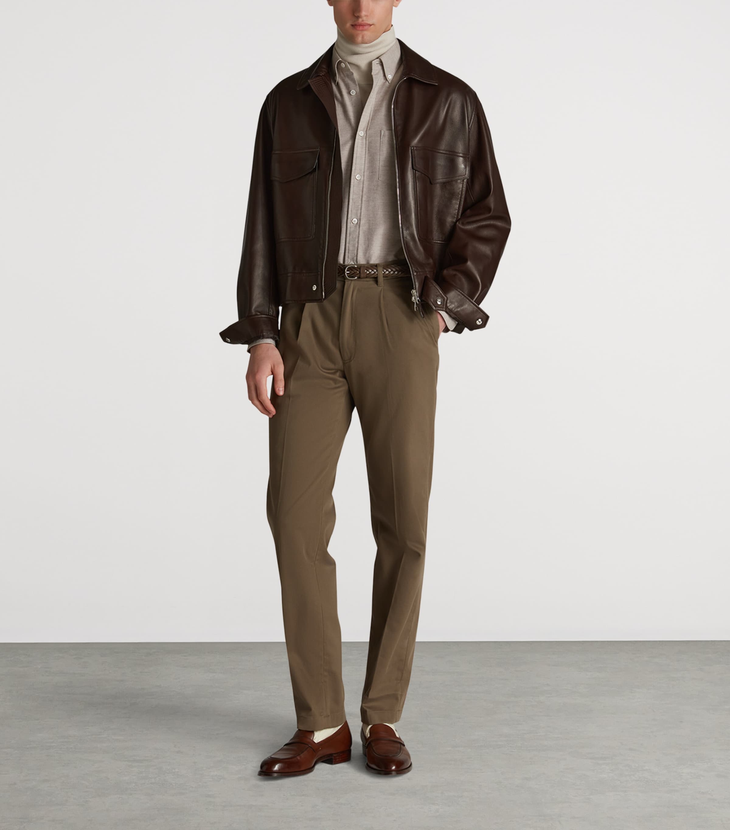 Dunhill Brown Leather Flight Jacket | Harrods US