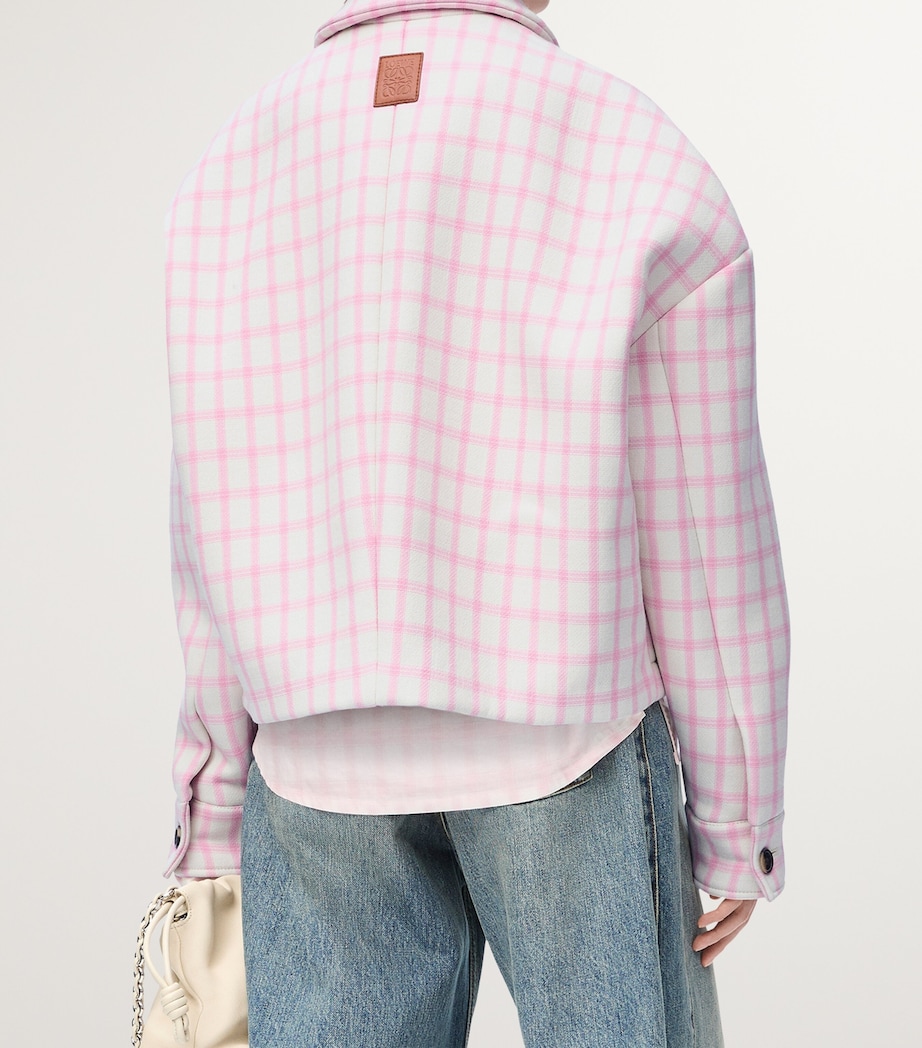 Wool-Blend Check-Print Jacket WHITE/PINK Image 4