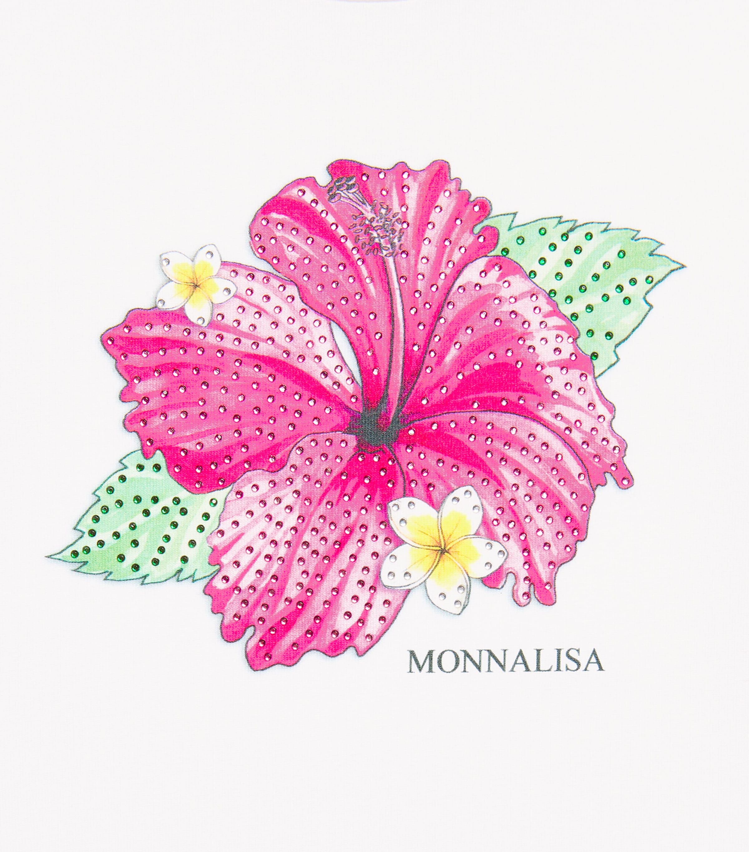 Monnalisa Stretch-Cotton Floral T-Shirt (2-12 Years) Bianco Image 3