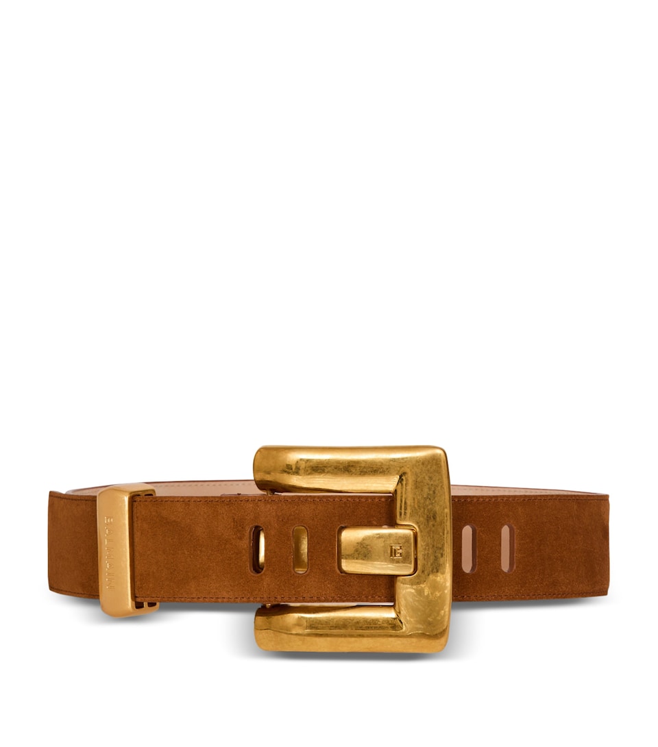 Balmain Suede Anthem Belt Caramel