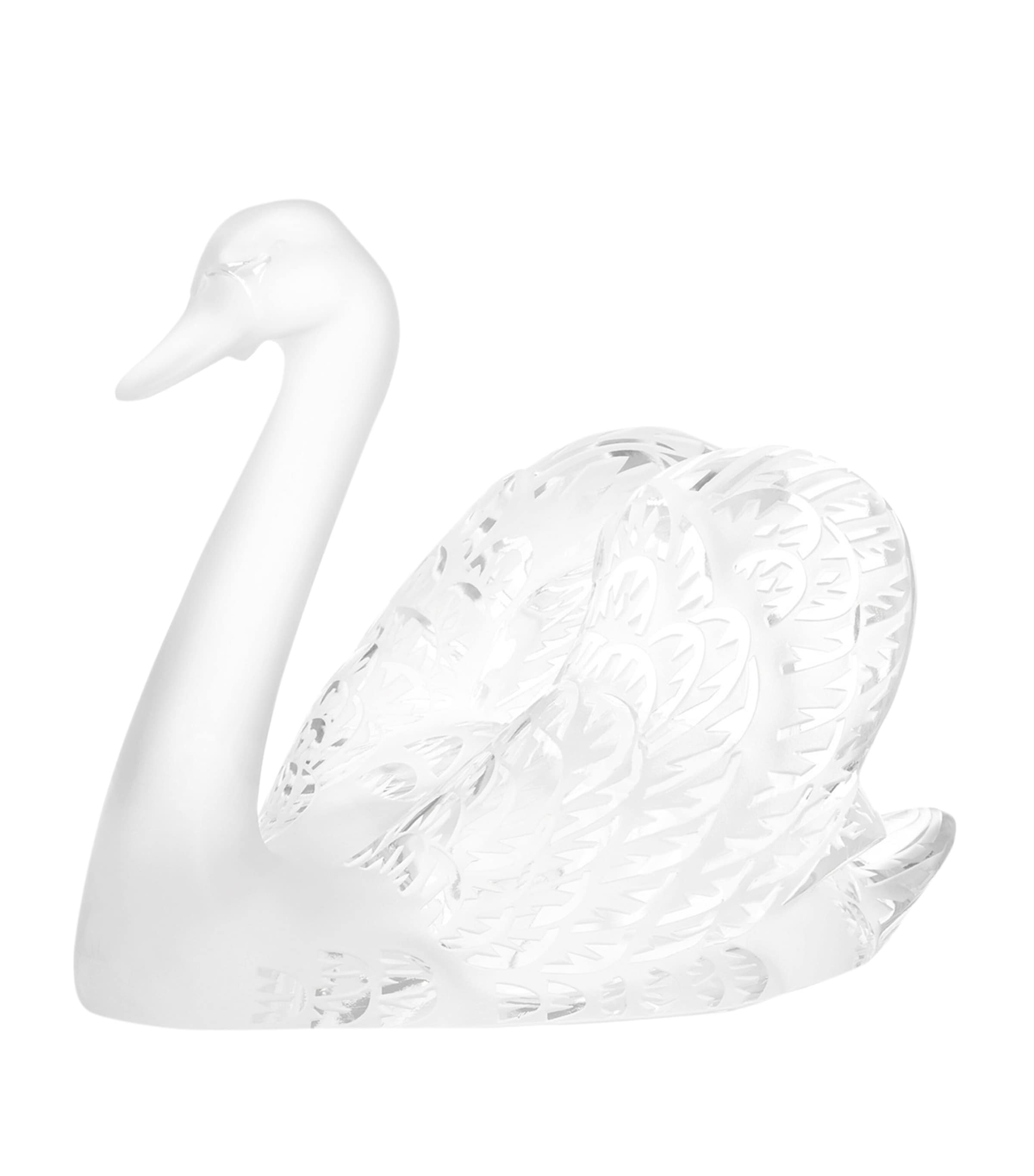 Lalique Swan Head Up Sculpture In Transparent