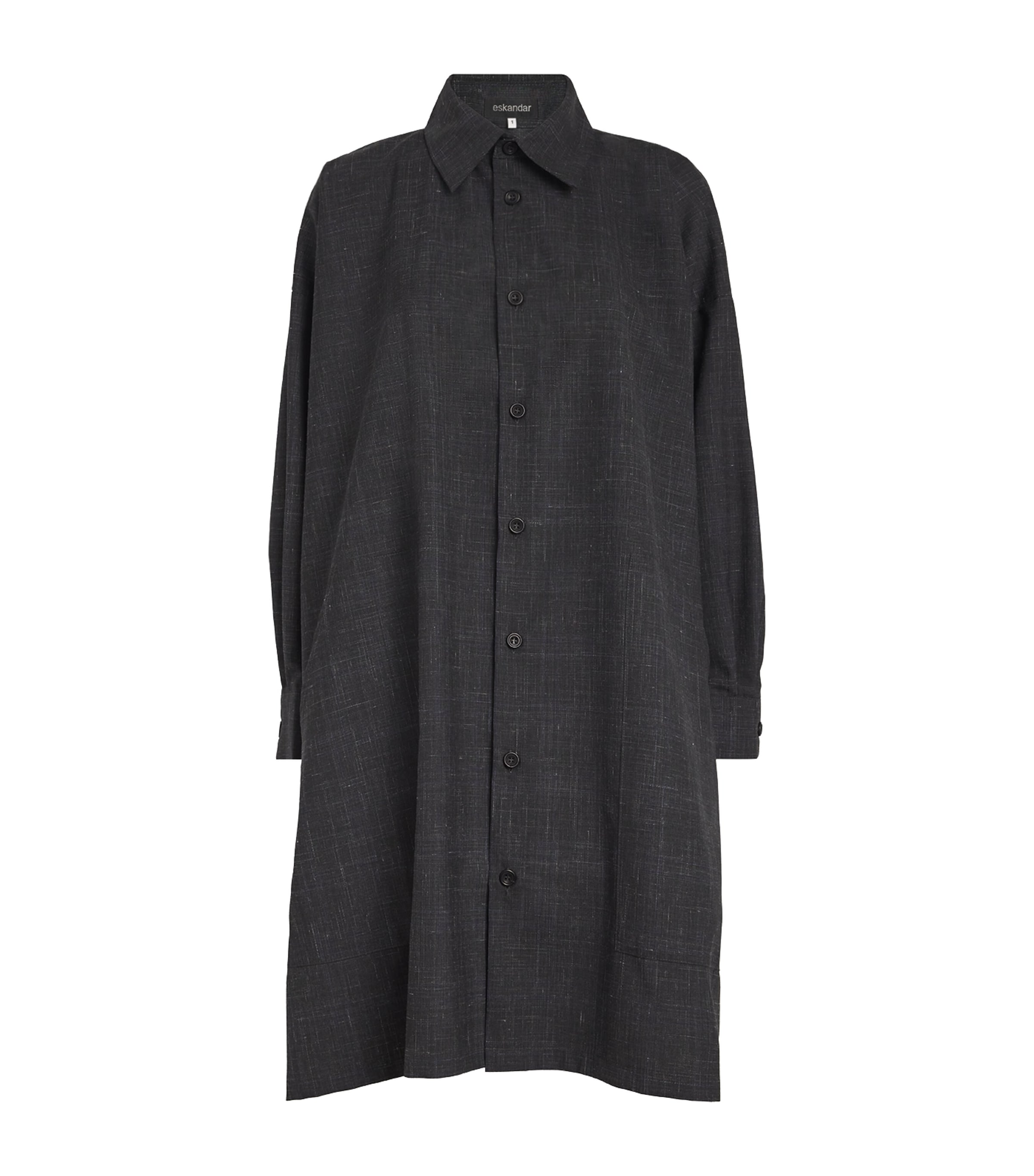 Eskandar Wool-linen Wide A-line Shirt Jacket In Grey